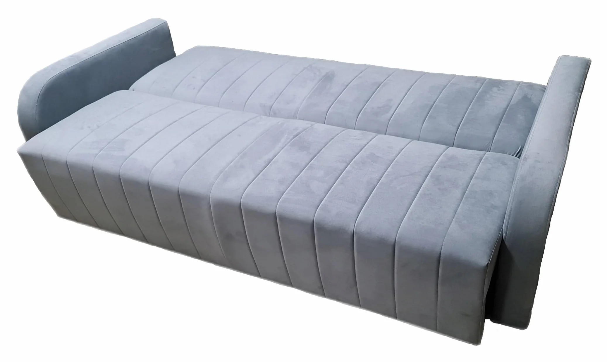 LIKMA Rozkładana Wersalka Otto Popielata 214 cm z Funkcją Spania, Pojemnikiem na Pościel, Sofa w Tkaninie Trinity 32