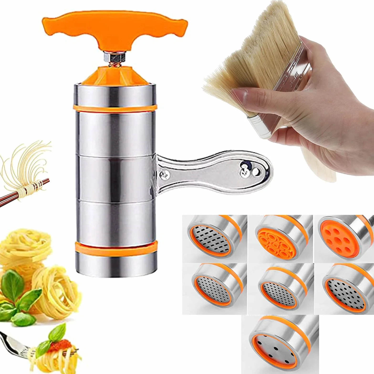 Makaron prasowy ze stali nierdzewnej, mini ręczny makaron, mini ręczna maszyna do makaronu, domowej roboty makaron, do świeżych, lasagne, wałków do ciasta, krajalnicy z 7 foremkami