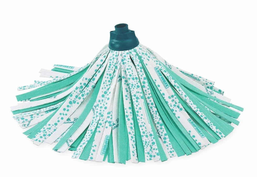 Leifheit Zamienna głowica Classic Mop Visse Plus, do plam na płytkach i podłogach kamiennych, bardzo chłonna wiskoza, wysoka absorpcja brudu dzięki mikrofibry, nadaje się do prania w temperaturze