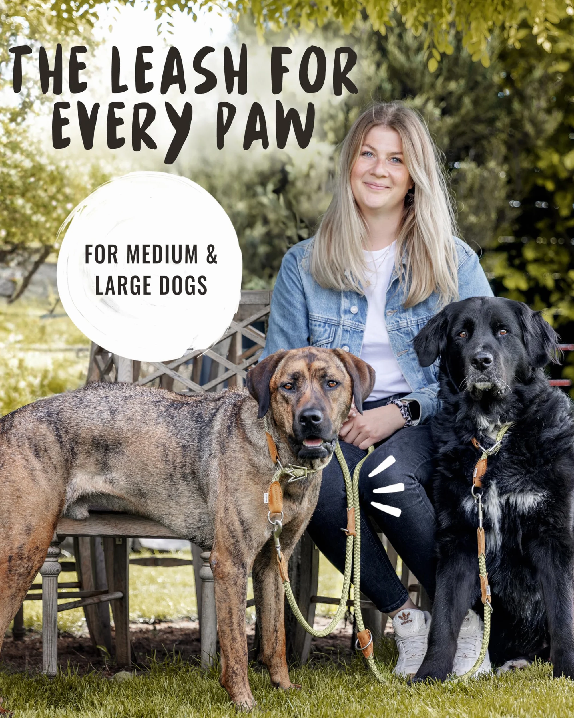 Smycz Rudelkönig Emma 2,30m Regulowana dla średnich i dużych psów Khaki