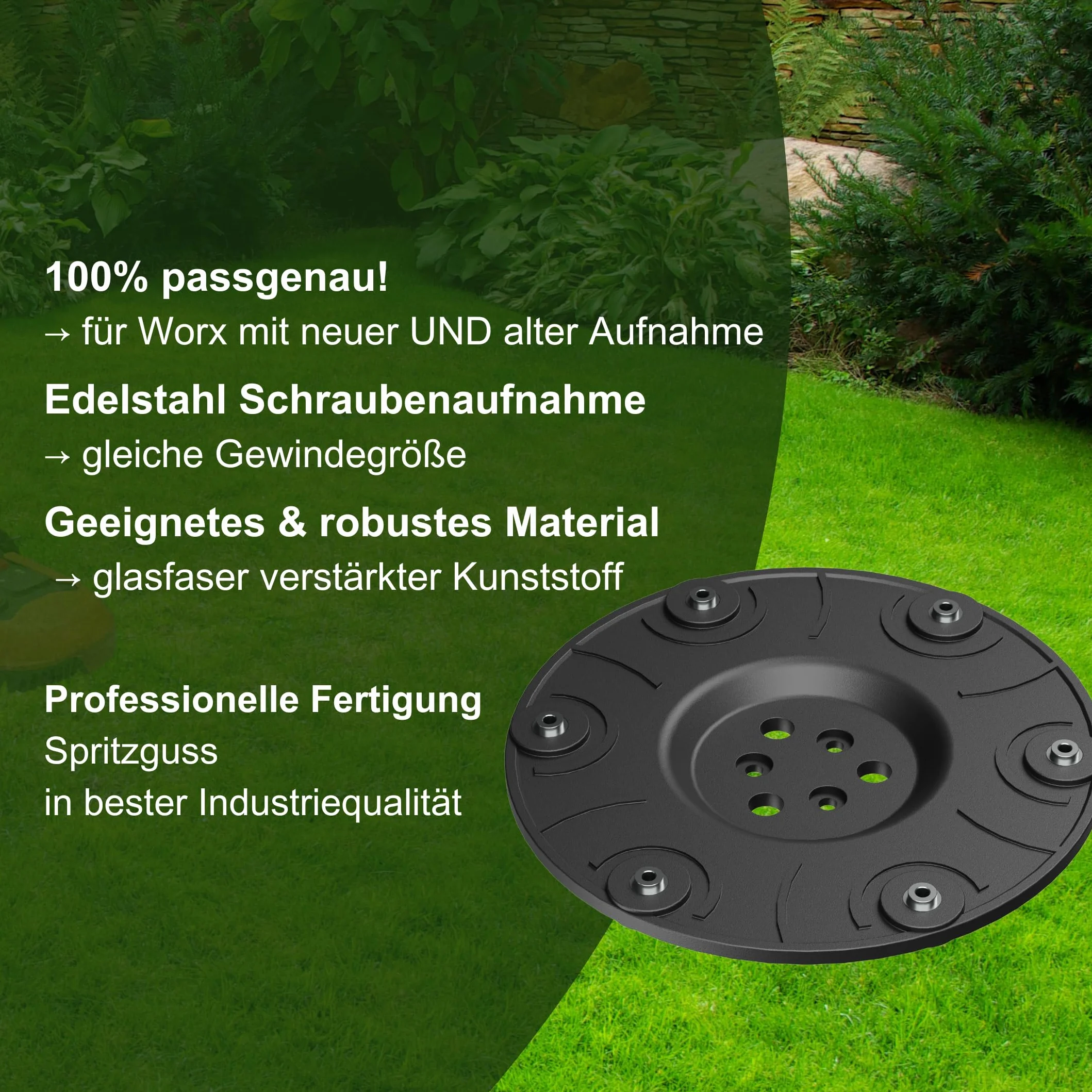 Tarcza nożowa kompatybilna z Worx Landroid 6 ostrzy / 6 ostrzy tarcza tnąca M500 M700 WR167E WR141E Vision M600 tarcza do koszenia sprawdzona jakość + adapter do mocowania sześciokątnego! Dostawa bez