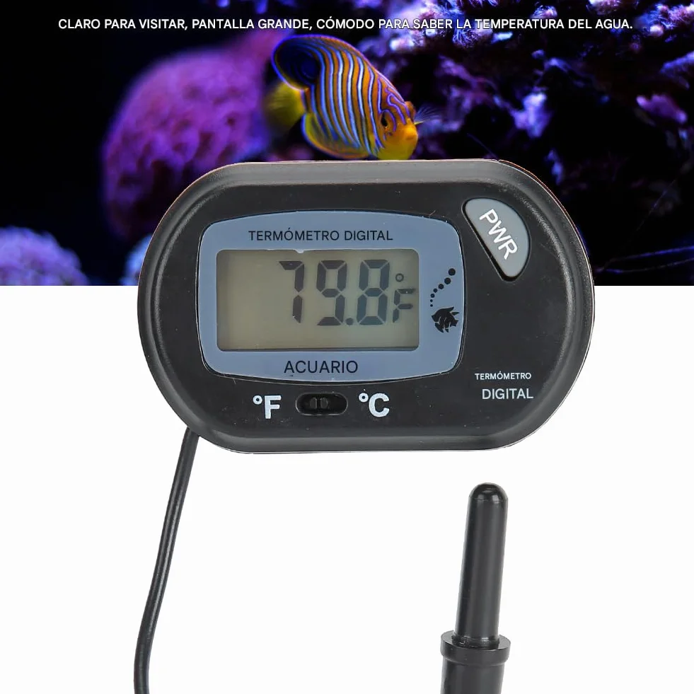 Termometr elektroniczny, YOUTHINK LCD cyfrowy termometr akwariowy sonda elektroniczna ryba zbiornik wody terrarium temperatura z przyssawką termometr akwarium woda morska
