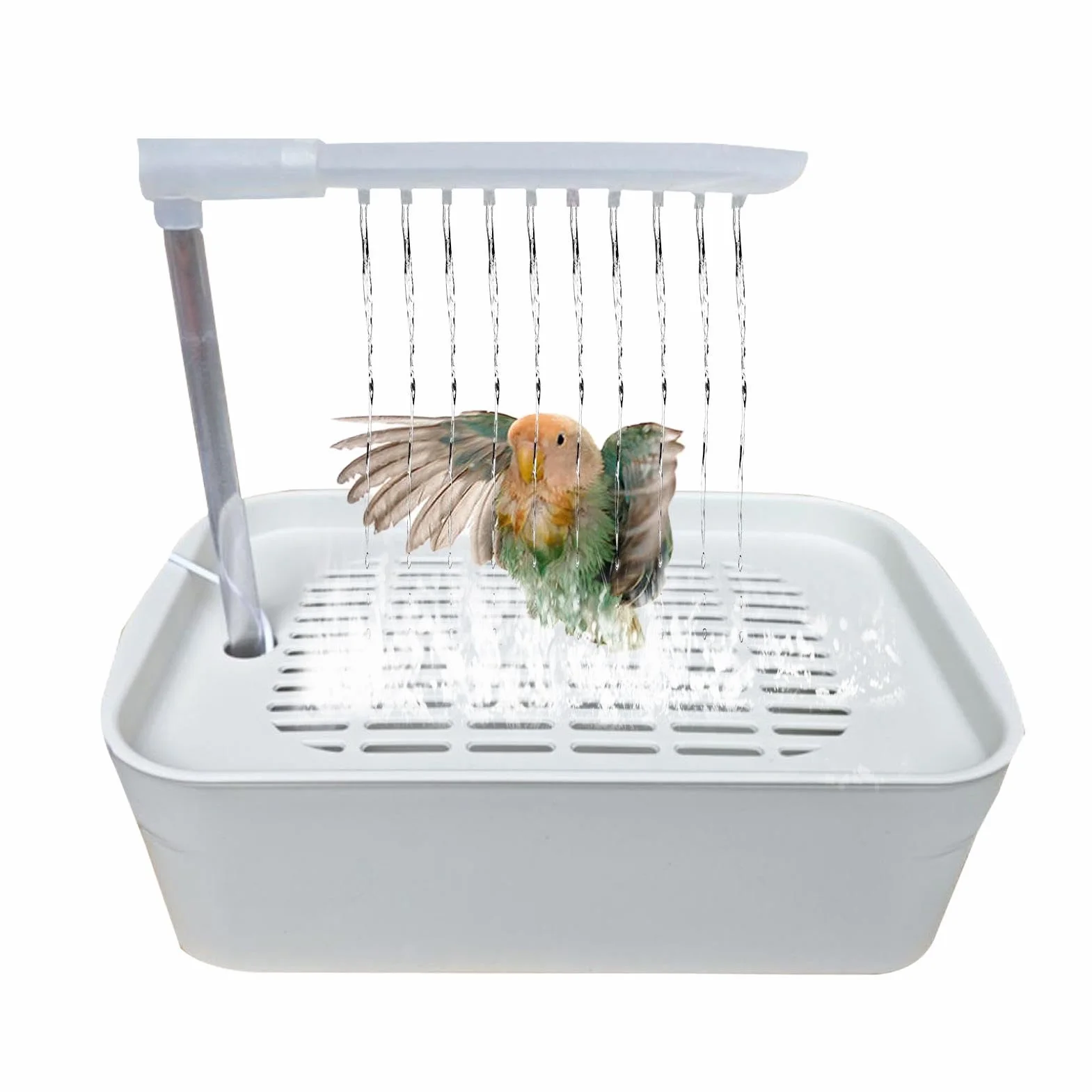 Parrot Bathtub, automatyczny shower dla zwierząt domowych, zasilana rurką do kąpieli z wejściem USB, klatka do kąpieli dla małych do średnich ras, łatwe i zabawne rozwiązanie do kąpieli, 12,99 x 8,66