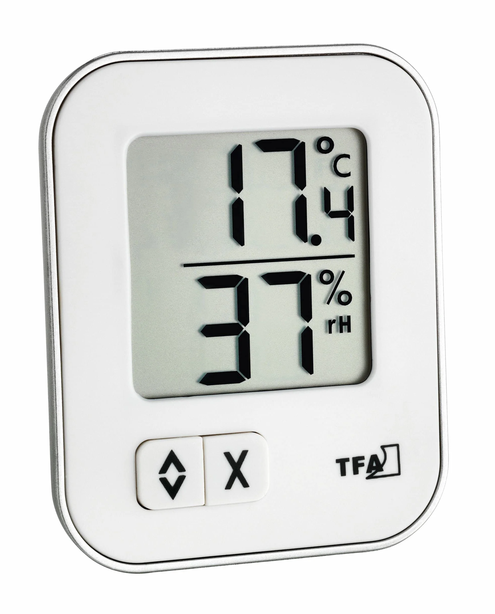 TFA Dostmann Thermo-Hygrometer Moxx, 30.5026.02, do pomiaru wilgotności powietrza, mini wilgotnościomierz, biały