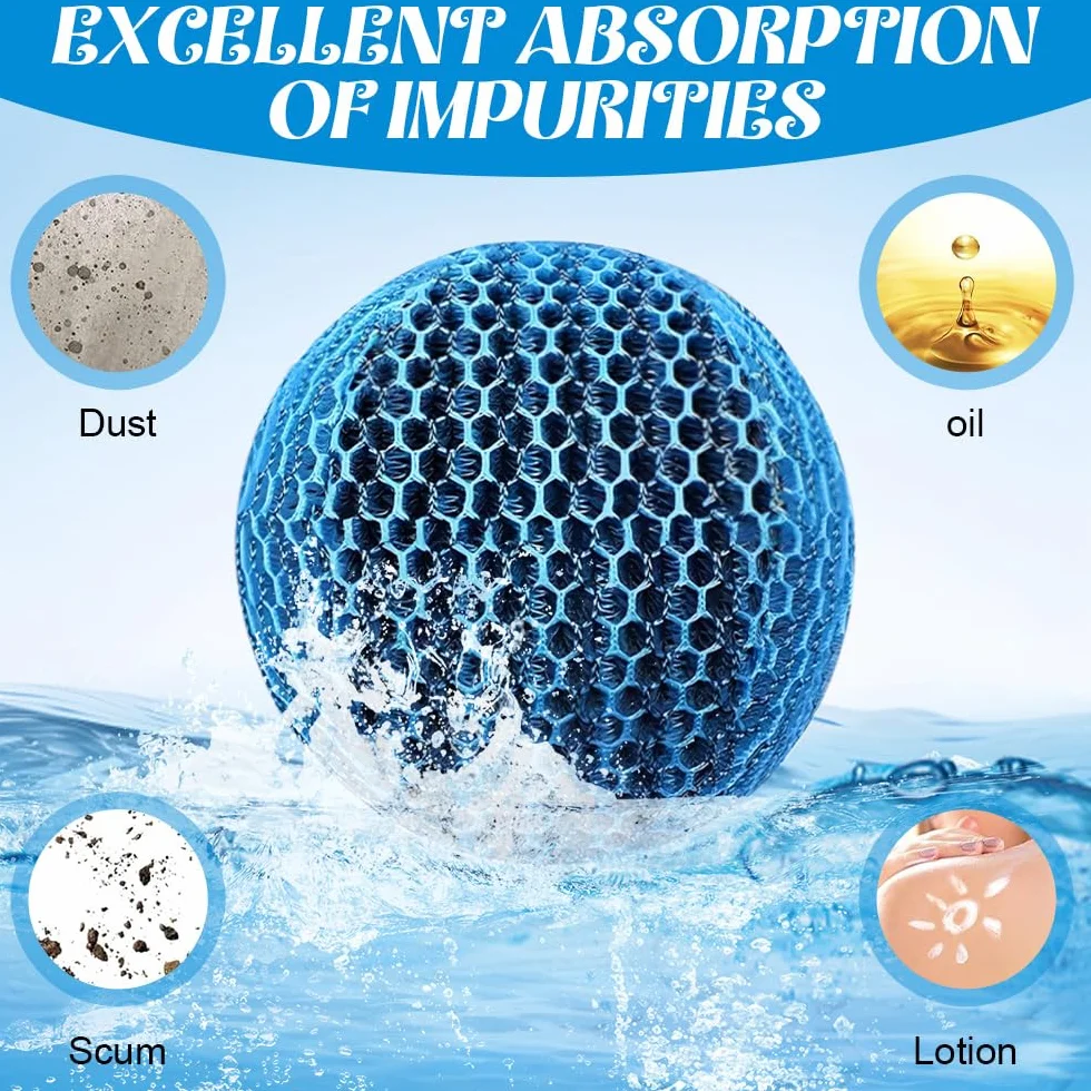 4 sztuki Hot Tub Pool Scum absorber, gąbka pochłaniająca olej, kulki do odpieniacza, 7 cm jacuzzi, pochłaniacz sum, wielokrotnego użytku, do czyszczenia spa i basenu, akcesoria do czyszczenia