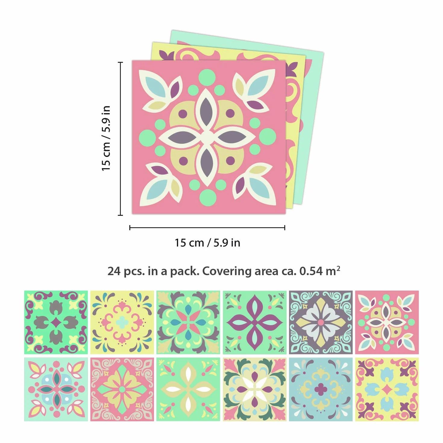 Marbella zestaw kolorowych hiszpańskich naklejek na płytki ścienne, 15 x 15 cm, 24 szt., sztuka DIY, dekoracja domu, naklejki, dekoracja kuchni, pomysły na łazienkę