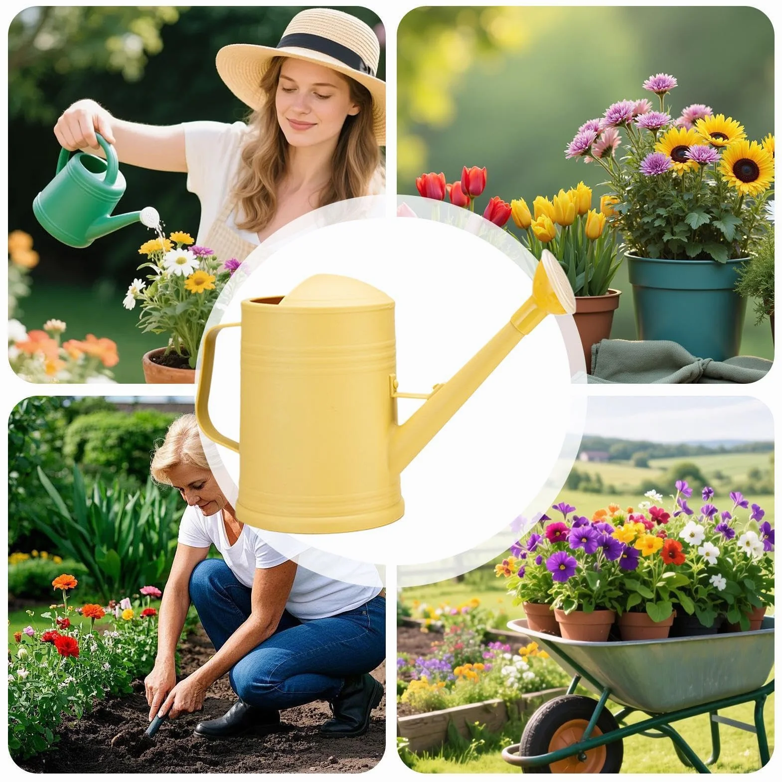 Plant Watering Can - Fine Mist Sprinkler Head Long Spout for Precise Irrigation | Mist Control with Lightweight Resin Water Pot, Garden Tool for Flowers Lawn Backyard Porch Indoor Plants