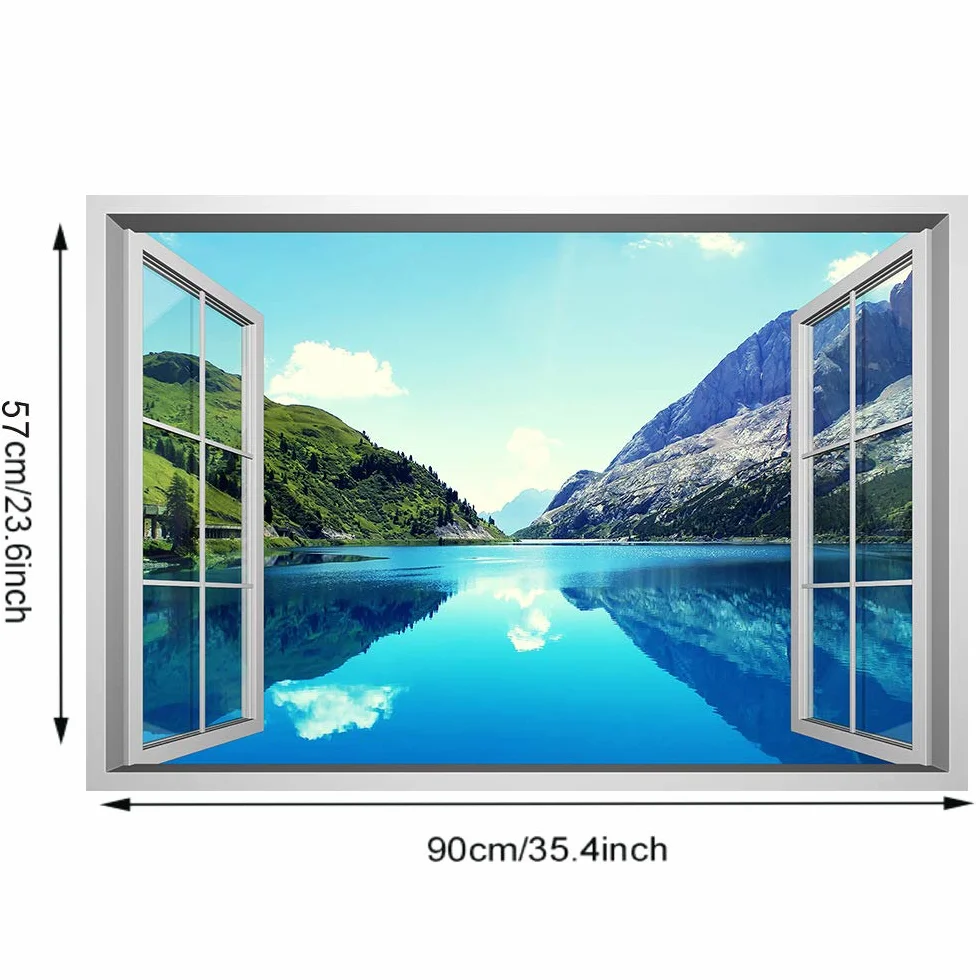 Lichi 3D sztuczne okno rzeka widok góry sceneria naklejka ścienna mural sztuka kalkomania do dekoracji wnętrz