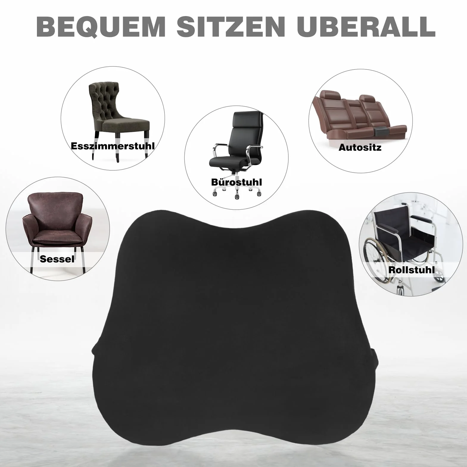 Poduszka lędźwiowa do samochodu, poduszka lędźwiowa krzesło biurowe z pianki pamięci, ergonomiczna poduszka na plecy, podparcie lędźwiowe do samochodu, biura, czarna