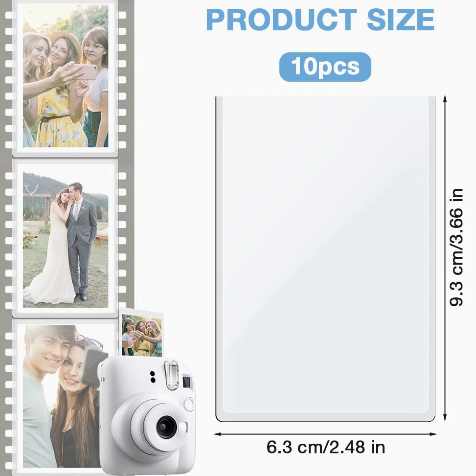 Ainiv Magnetyczne ramki na zdjęcia do folii Instax Mini 9,3 x 6,3 cm, zestaw 10 szt. na lodówkę, personalizowany magnes na lodówkę, na zdjęcia, pocztówki, zawiadomienia, białe