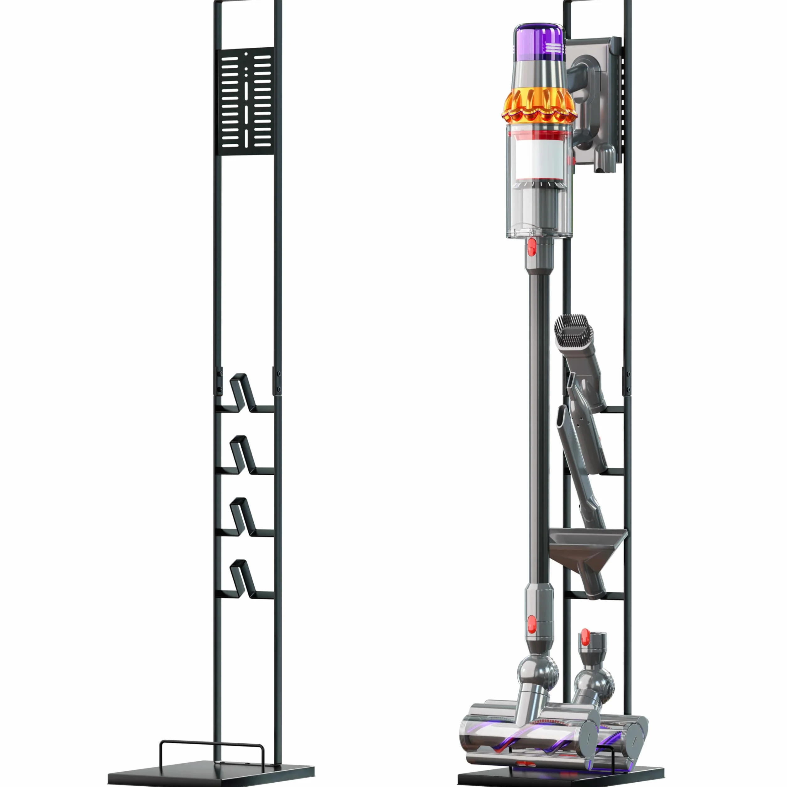 vhbw Stojak jako stabilny uchwyt, akcesoria do odkurzacza akumulatorowego Dyson V15 Detect Absolute, Detect Complete V12 slim, V11, V10, V8, V7, V6, z uchwytem na mopa, ciemnoszary