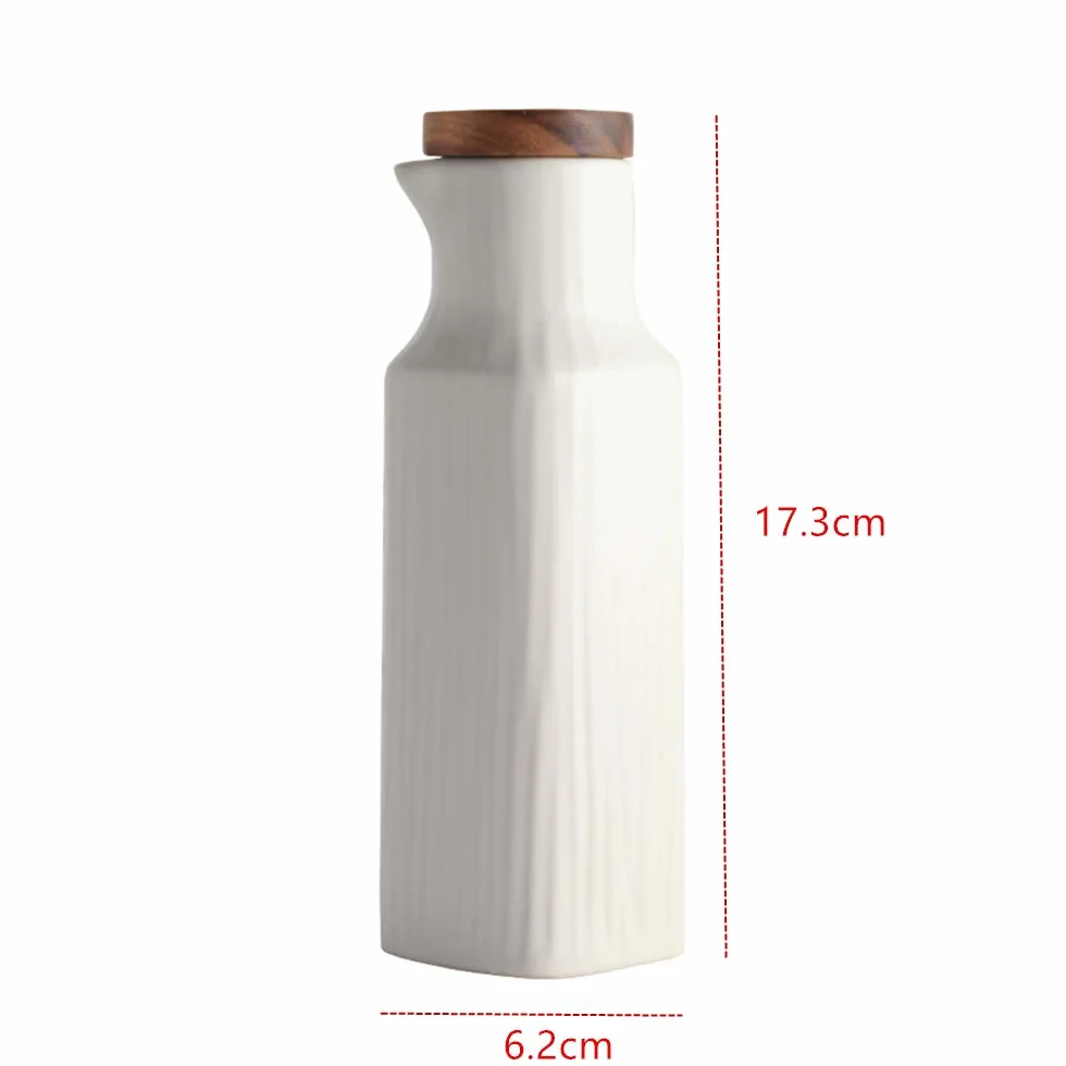 Ceramiczny dozownik oleju 300 ml, butelka oleju bez kapania, dozownik oliwy z oliwek, pojemnik na przyprawy z pokrywką