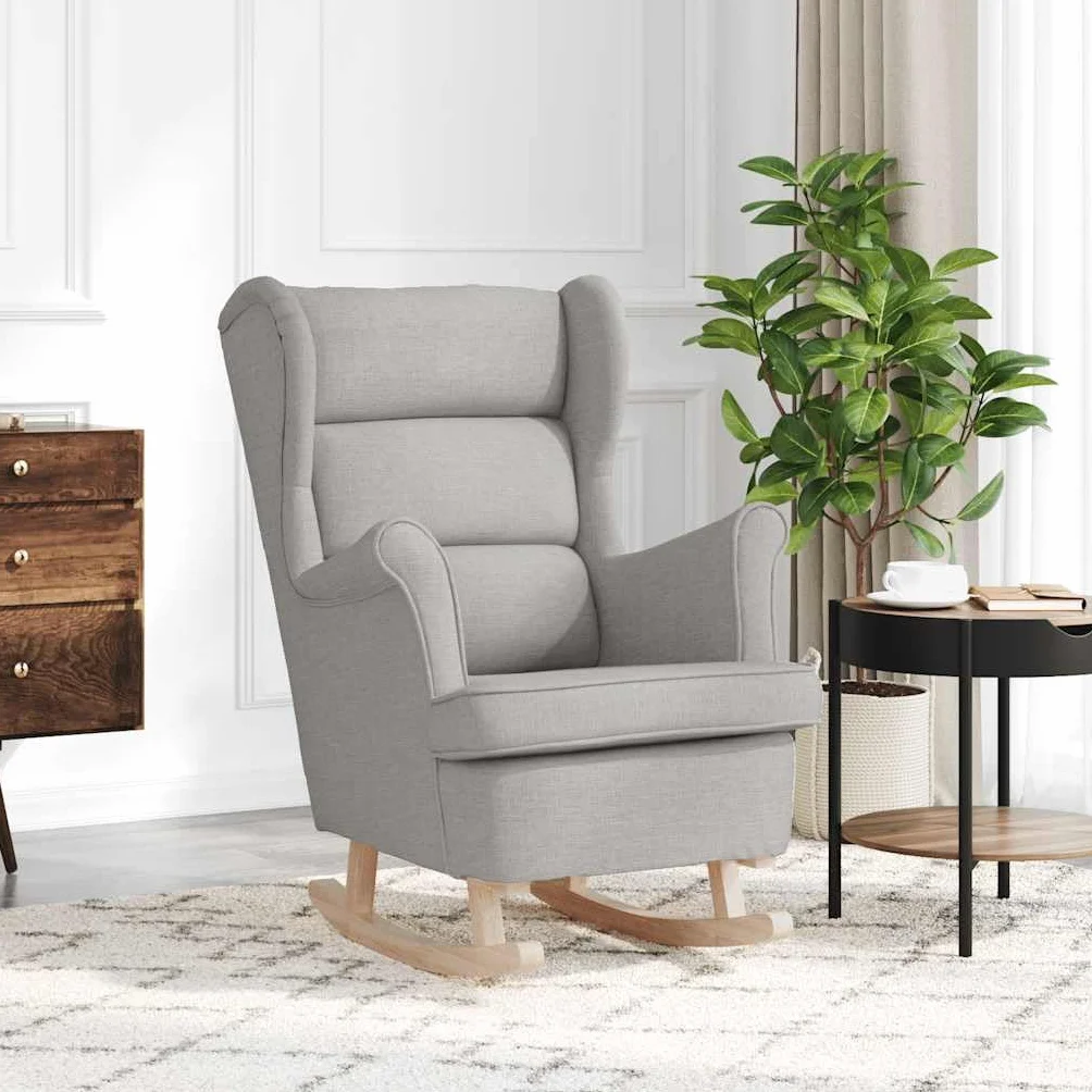 vidaXL Fotel bujany, szary, 74x90x102 cm, tapicerowany tkaniną, krzesło, fotel do salonu, fotel bujany, fotel wypoczynkowy, siedzisko wypoczynkowe
