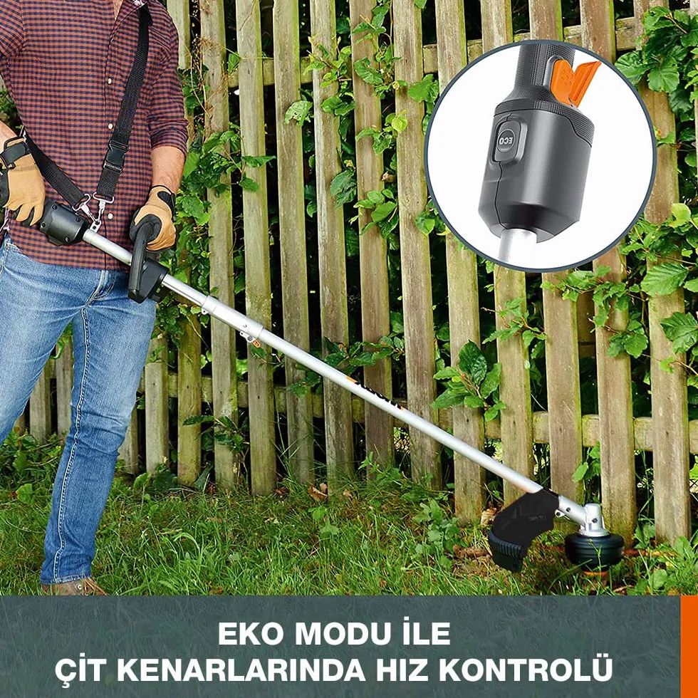 WORX Przecinarka do trawy i podkaszarka Nitro 38 cm 40 V (2x20V) | PowerShare | Silnik bezszczotkowy | WG186E.1-2 akumulatory 4Ah | Ładowarka | 2 w 1 | Podwójny gwint
