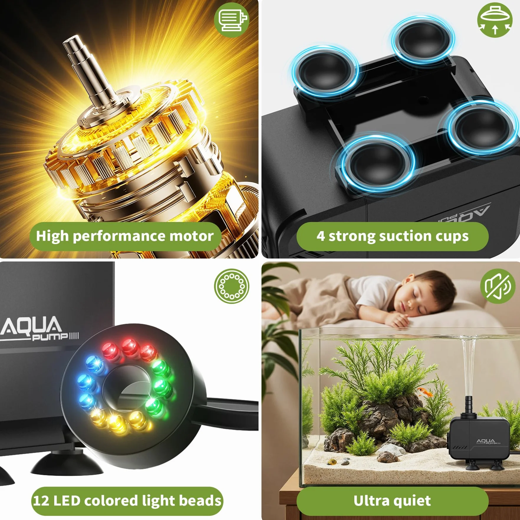 Forever Speed Pompa wodna zanurzeniowa 3000L/H LED do akwarium stawu fontanny