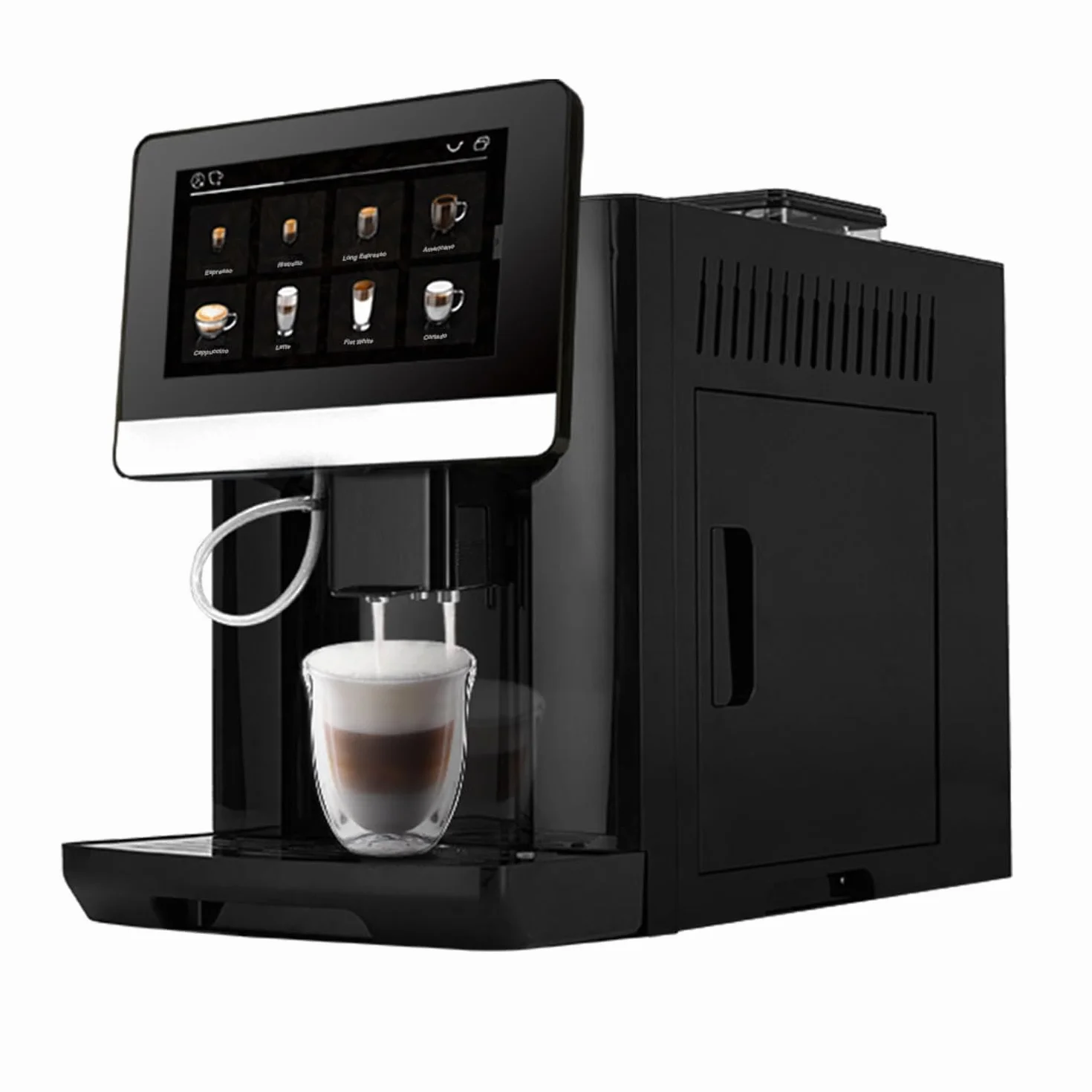 Ekspres do kawy Coffee Aroma LCD PRO, ekspres do kawy, czarny, 10 własnych kompozycji, Coffee Machine 7-calowy dotykowy wyświetlacz LCD, 19 bar, niemieckie menu