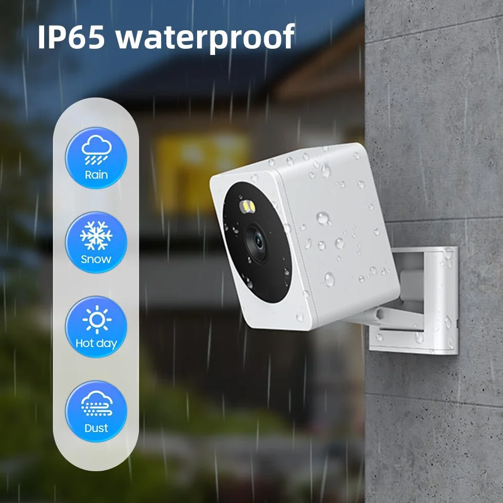 Tuya Smart 2K WiFi kamera nadzorująca zewnętrzna z noktowizorem kolor, czujnikiem ruchu PIR i kartą pamięci 64G