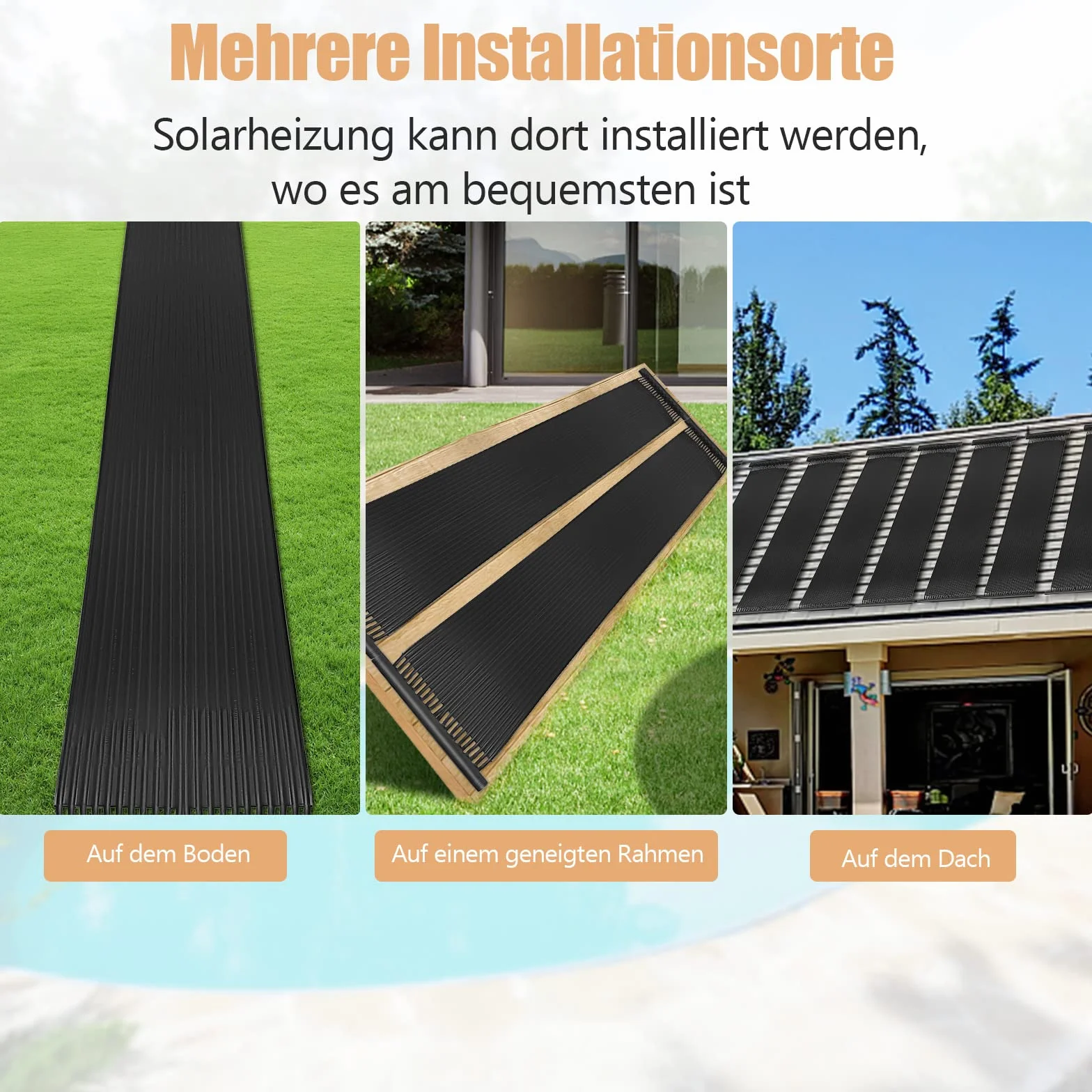 COSTWAY Kolektor solarny, ogrzewanie basenowe 300 x 75 cm, ogrzewanie solarne z tworzywa sztucznego odpornego na promieniowanie UV, ogrzewanie basenowe do 12000 l