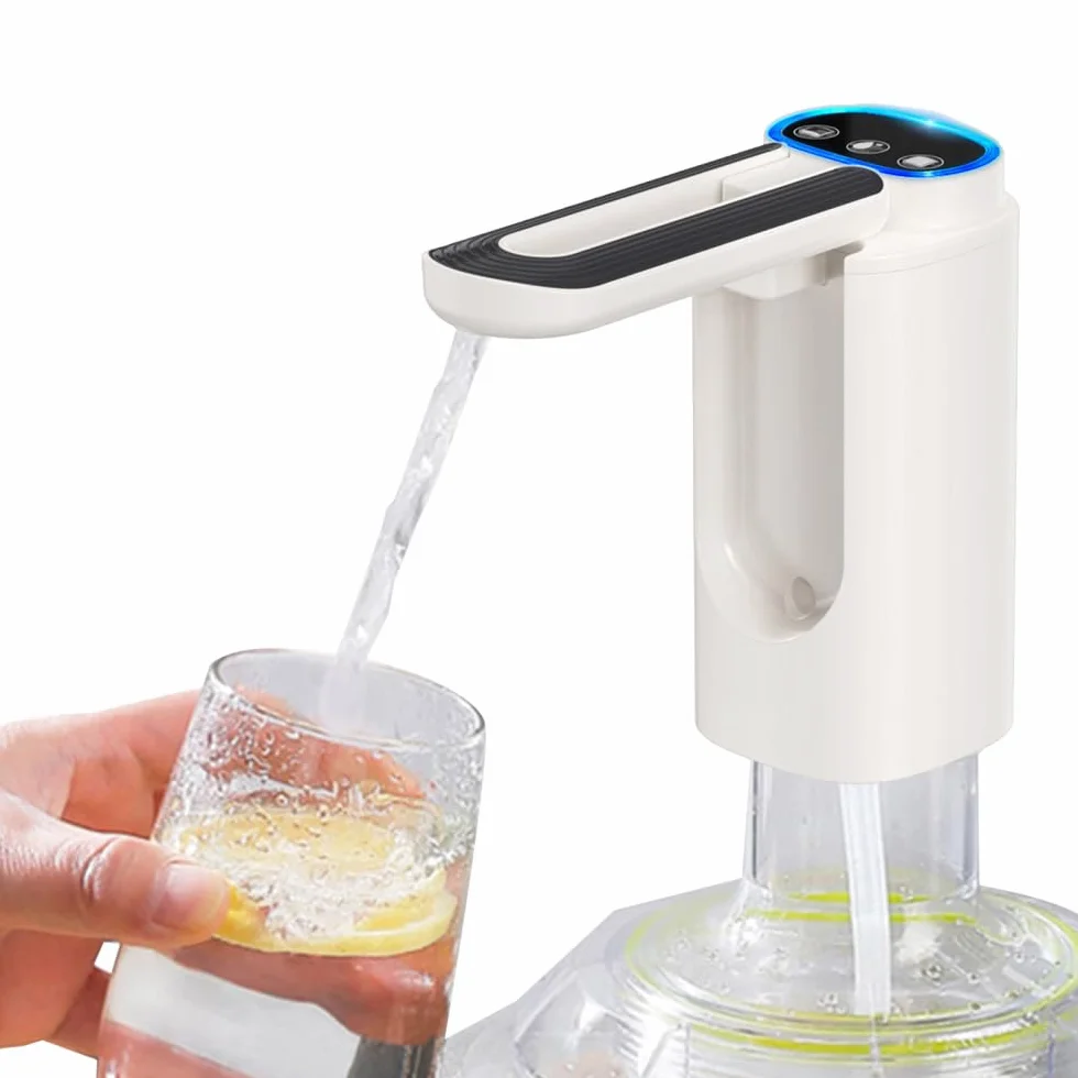 Pompa do butelek na wodę, automatyczny dozownik butelek do picia, składany wylot wody, 3 tryby, ładowanie USB, z wężem silikonowym 50 cm, pasuje do dzbanka na wodę 5-18 l