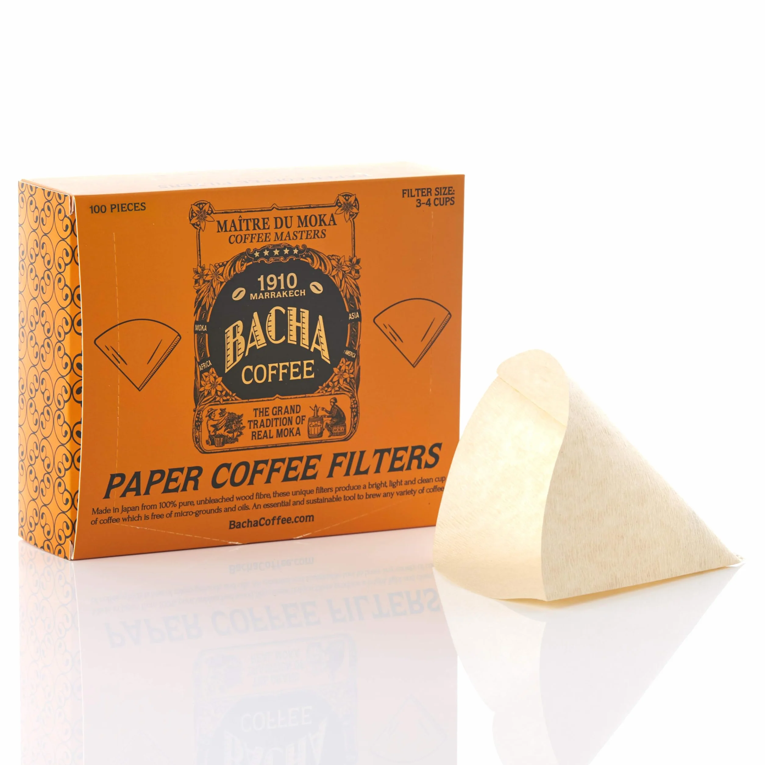 Bacha Coffee | Papierowe filtry do kawy, duży. 100 szt. 3-4 filiżanki