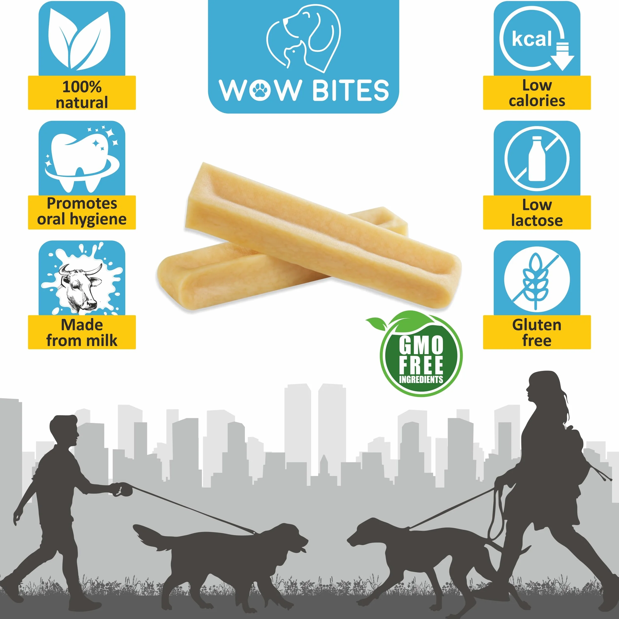 WOW BITES Premium ser do żucia dla psa, kość serowa z Himalajów 100g, 4 sztuki XS