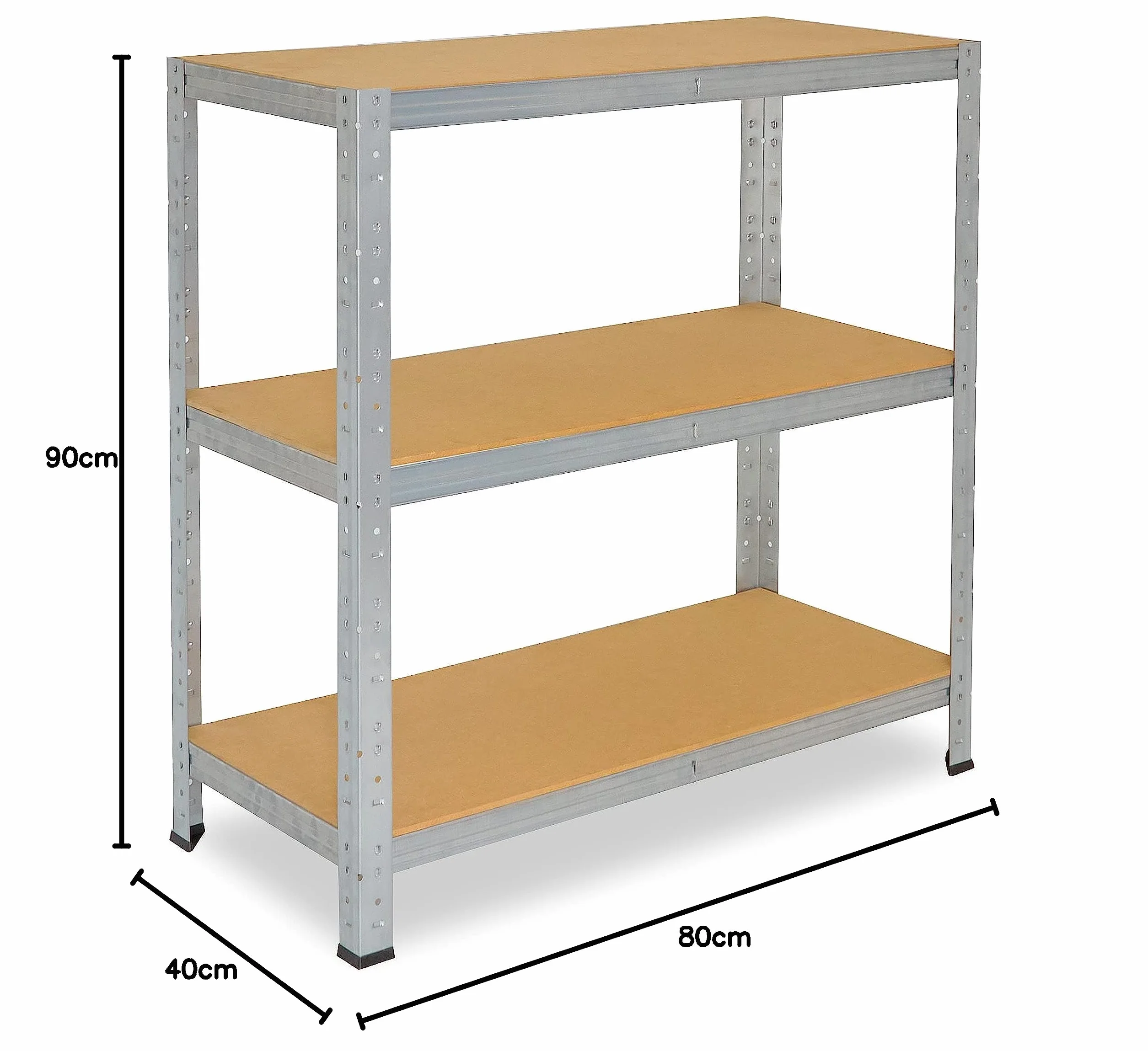 shelfplaza HOME 90x80x40 cm regał do dużych obciążeń w kolorze ocynkowany z 3 półkami i udźwigiem 175 kg na półkę