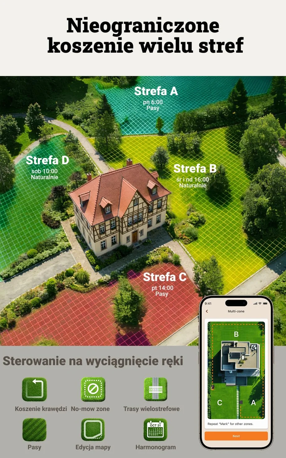 WORX Landroid Vision Cloud WR305E 2WD robot koszący bez kabla ograniczającego do 500 m² (wykrywanie przeszkód AI, nawigacja VSLAM+ RTK Cloud, automatyczne mapowanie, sterowanie za pomocą aplikacji)