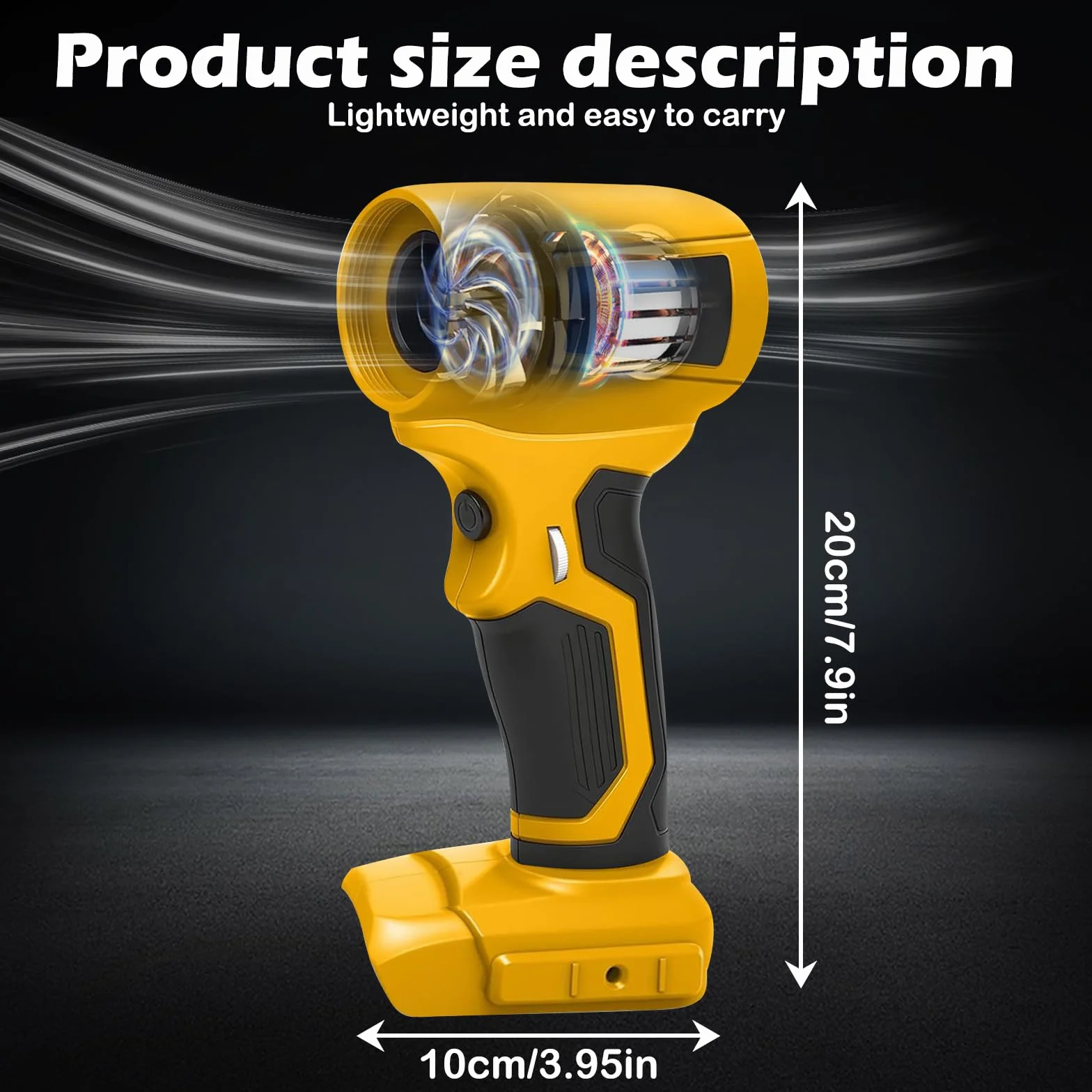 Dmuchawa do liści Turbo Jet do DEWALT 18 V/20 V, bezszczotkowy silnik, zmienna prędkość, puster do liści dla zwierząt domowych, komputerowych, grilla, śniegu i suszarki samochodowej (bez