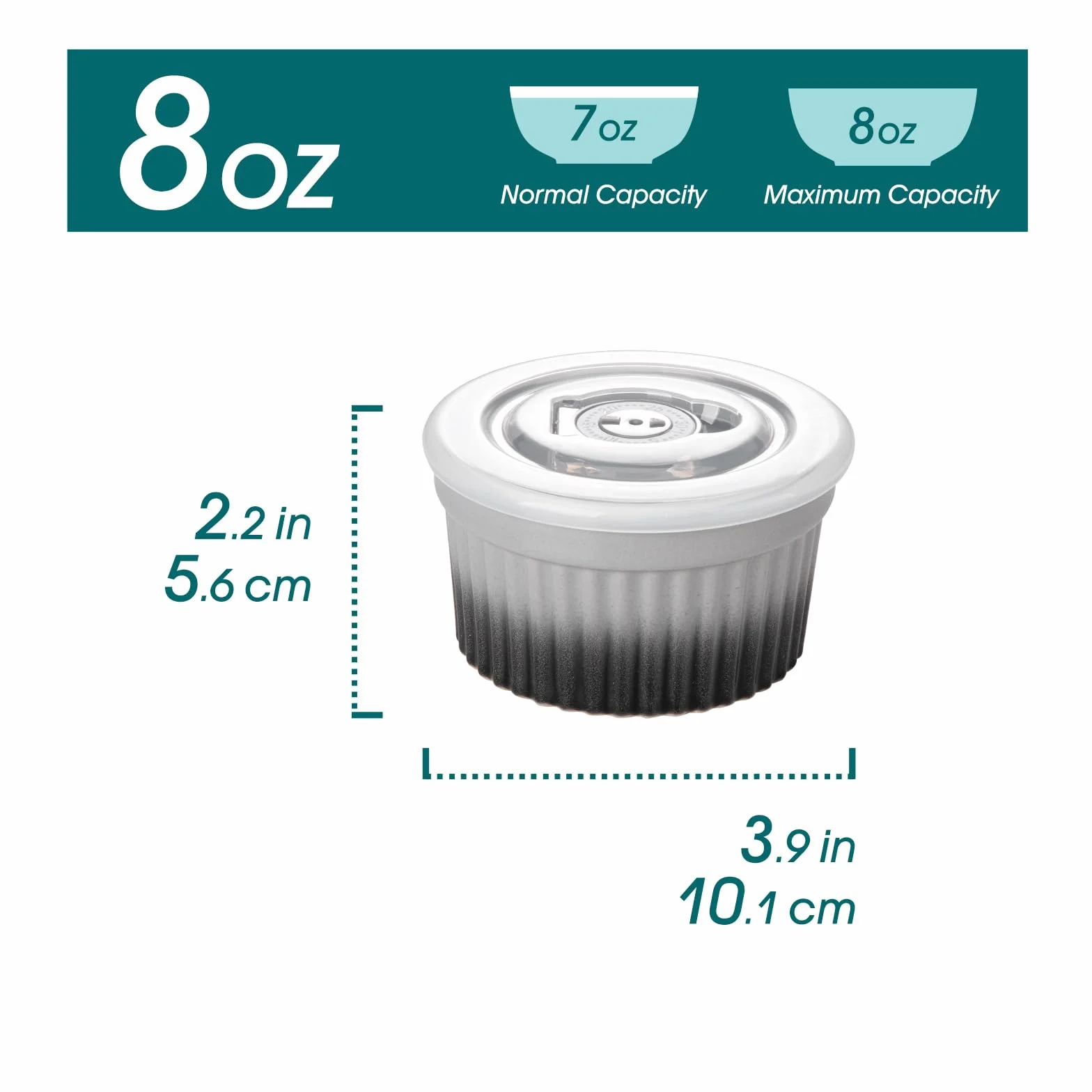 vancasso Ramekiny z pokrywkami, 6 x 260 ml, ramekiny i foremki do dmuchania z porcelany, Ramekin Creme Brulee do babeczek i ciast, ramekin, piekarnik do kremów, sos, owoce, Ø10,1 cm - szary