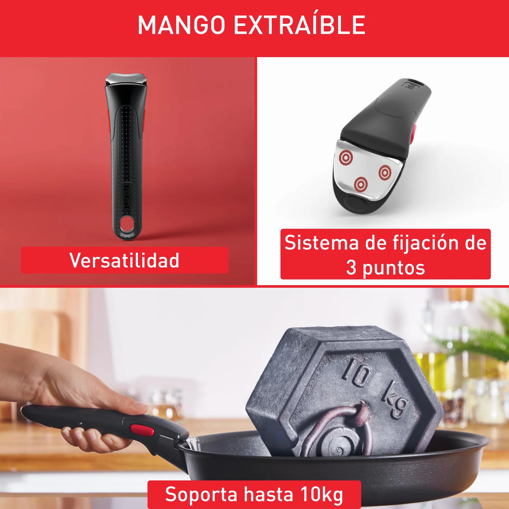 Tefal Ingenio Odpinany Uchwyt, Czarny, do 10 kg