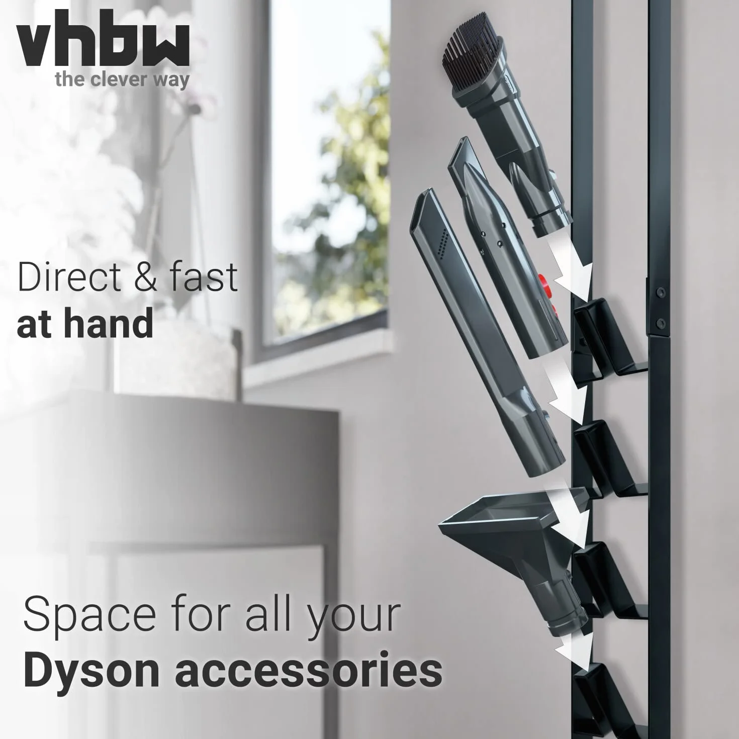 vhbw Stojak jako stabilny uchwyt, akcesoria do odkurzacza akumulatorowego Dyson V15 Detect Absolute, Detect Complete V12 slim, V11, V10, V8, V7, V6, z uchwytem na mopa, ciemnoszary