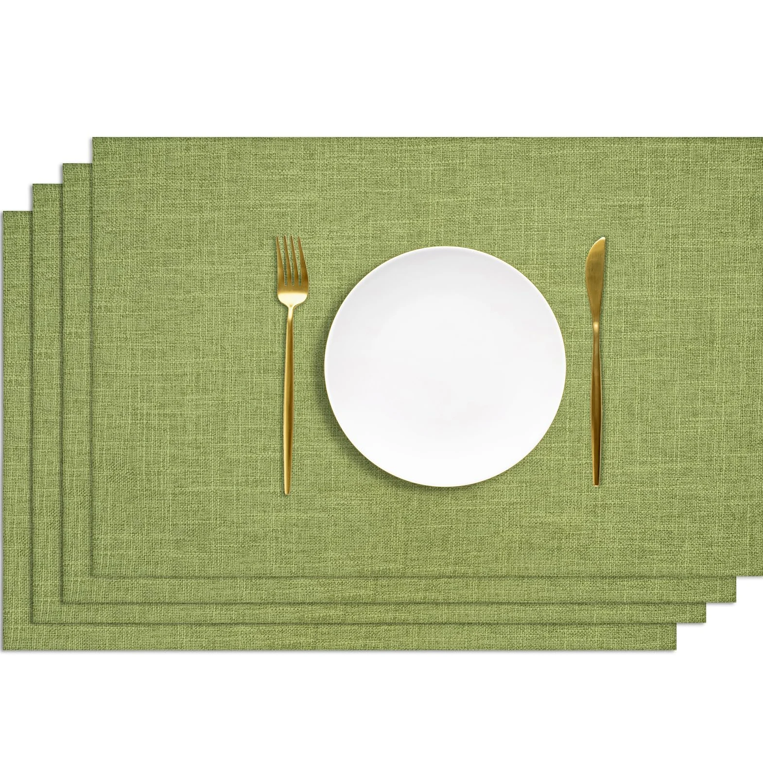 AUAUY Podkładki zmywalne 4 szt. 30 x 45 cm, antypoślizgowe PCV, zielone | Odporne na plamy i ciepło, idealne do kuchni, jadalni lub restauracji, łatwe do mycia