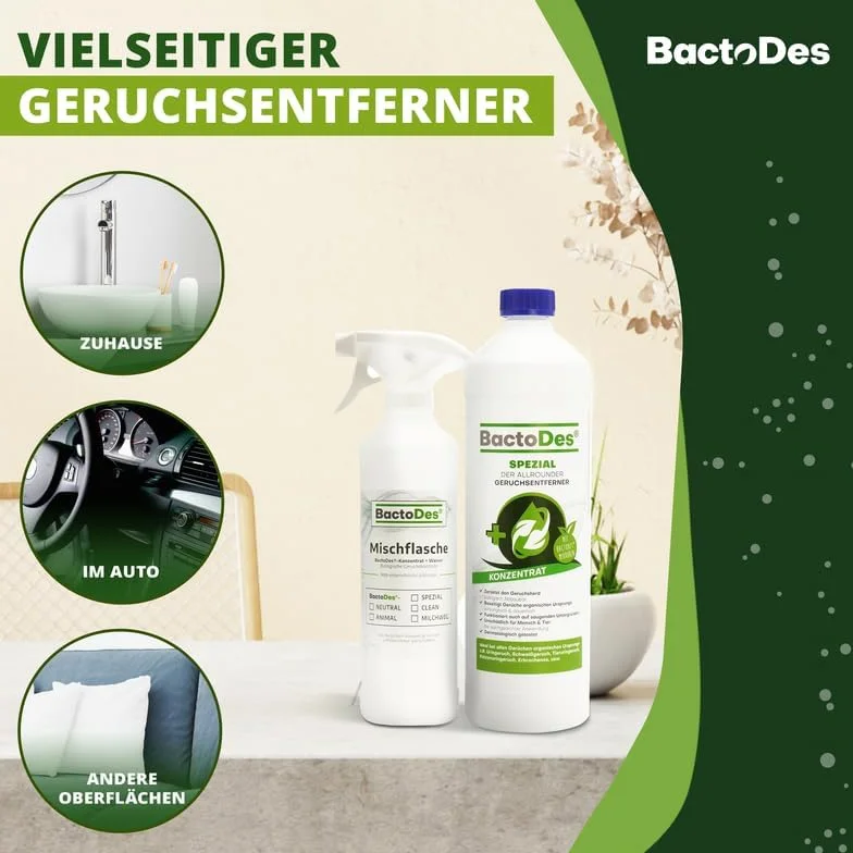 BactoDes Specjalny 1 l | uniwersalny neutralizator zapachów | neutralizator zapachów moczu