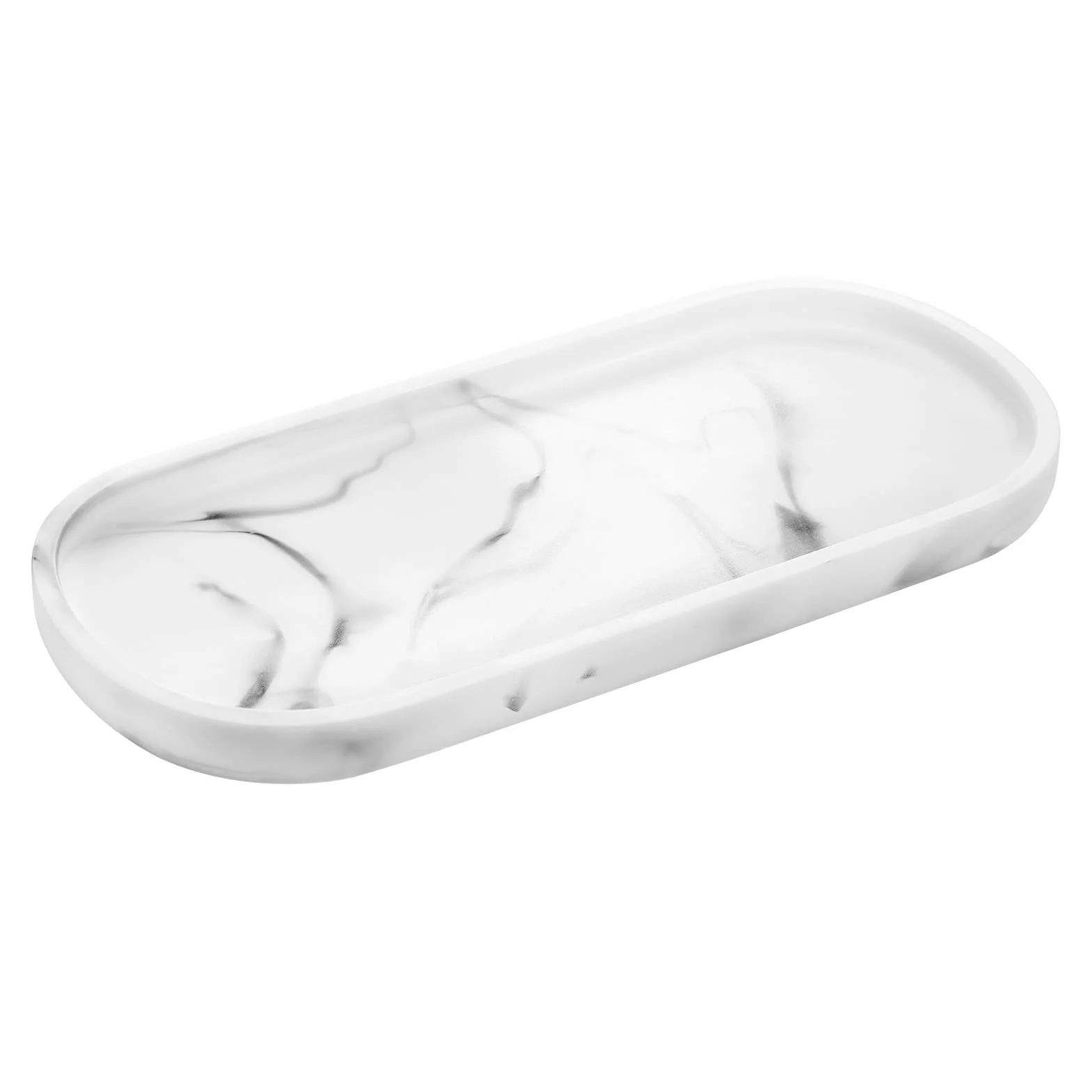 Luxspire Owalna taca, żywica, przechowywanie biżuterii, organizer kosmetyczny Vanity, półka do serwowania, półka, miska dekoracyjna na biżuterię, szampon, szminka, roślina, marmur mała roślina