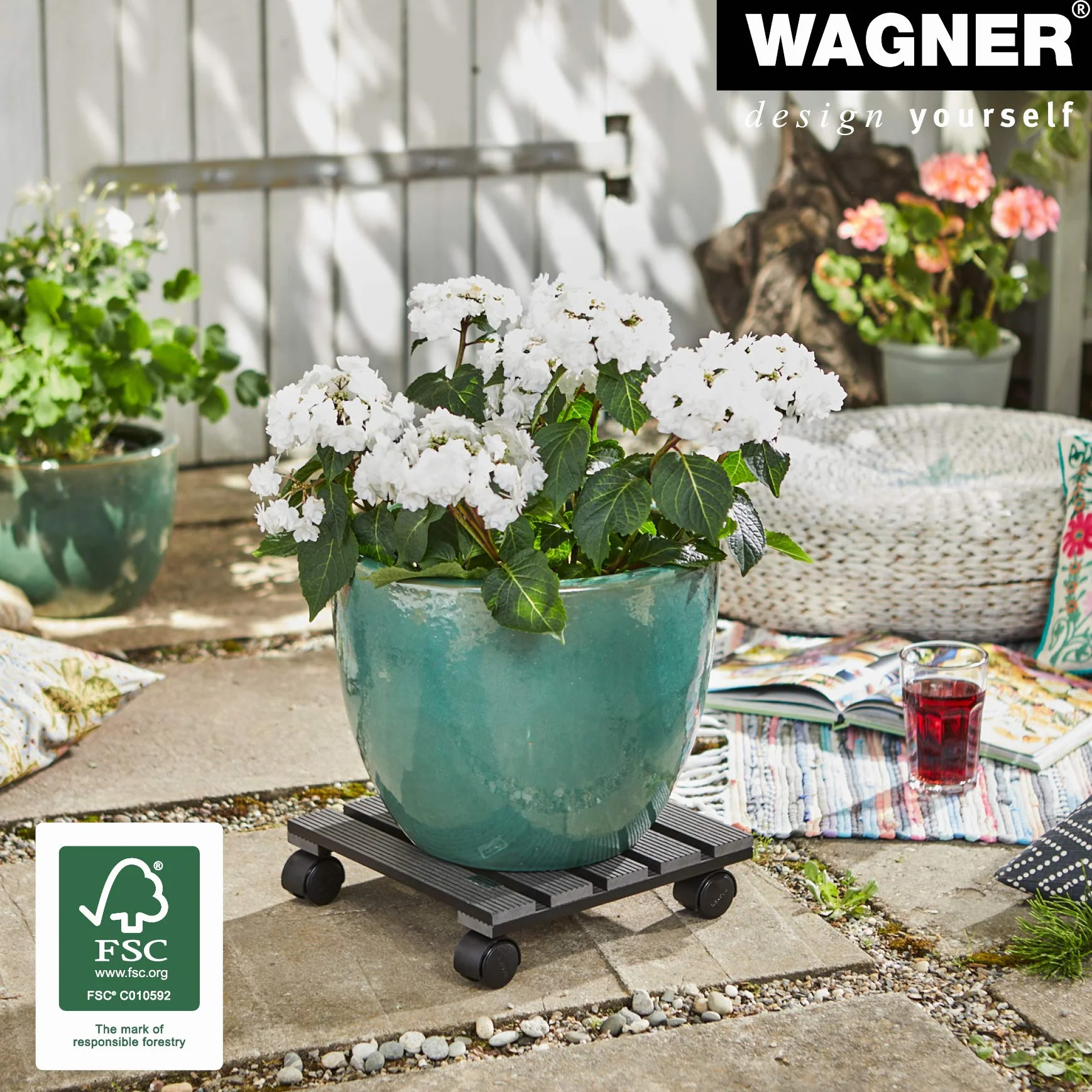 Wagner NULL Podstawka na Kółkach, Szary, 29x29 cm