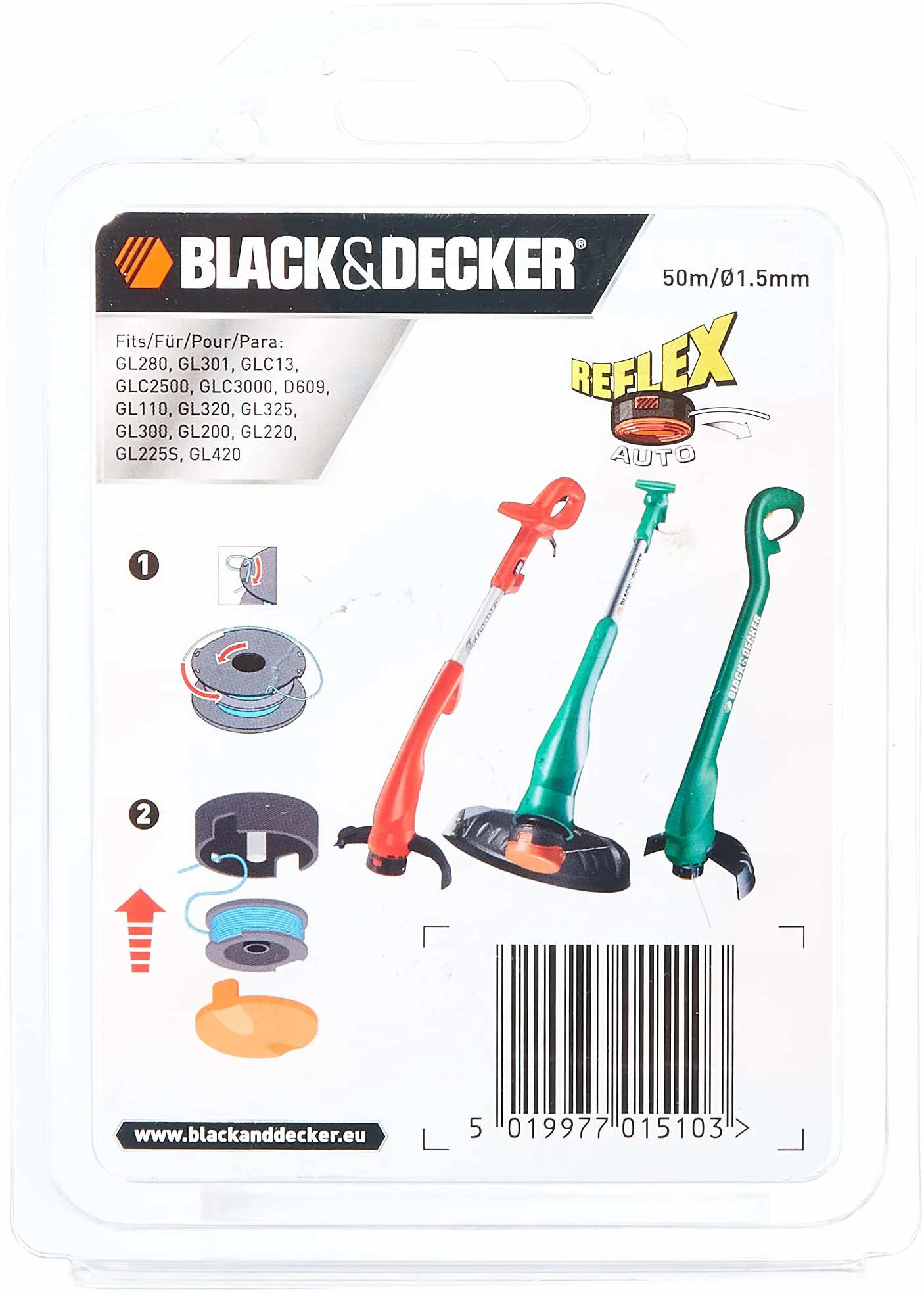 Black+Decker Gl250 A6171-XJ Żyłka do Podkaszarki, Biały, 50 m