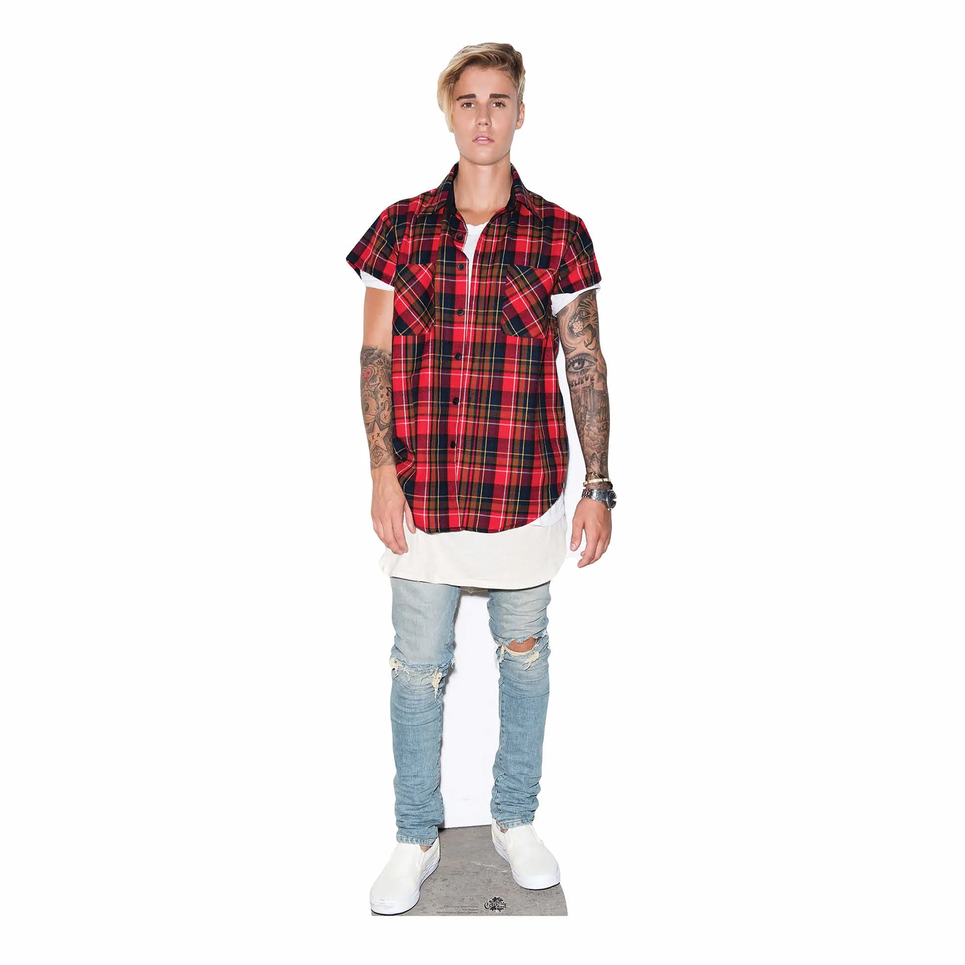 STAR CUTOUTS SC2019, 172 x 53 x 172 cm Justin Bieber czerwono-czarny karton o naturalnej wielkości cięty kolor, jednolity, wielokolorowy