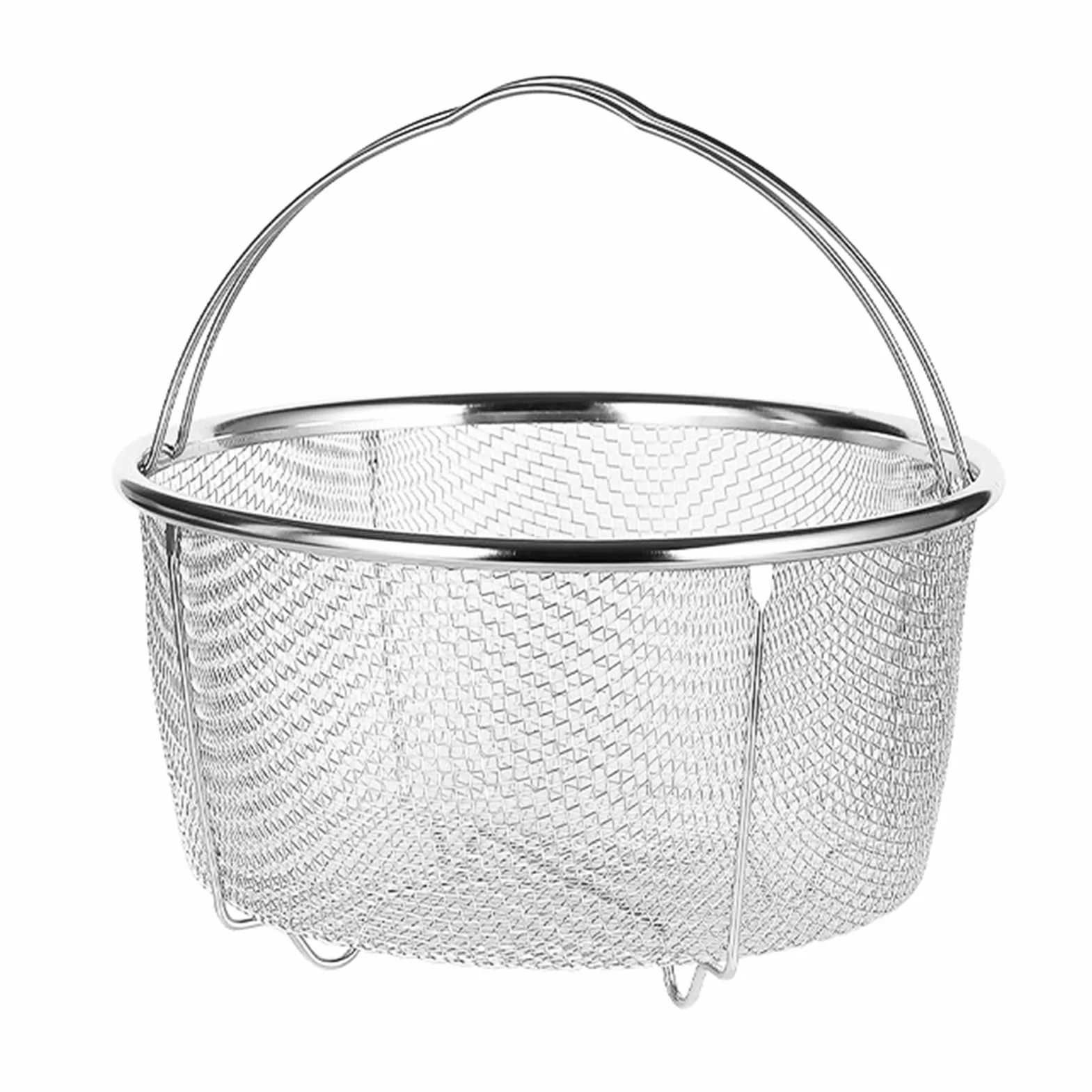 HEEPDD Siatkowy kosz do gotowania na parze, kosz sitkowy ze stali nierdzewnej z uchwytem do szybkowaru, smażenie, mycie parą (18 cm)