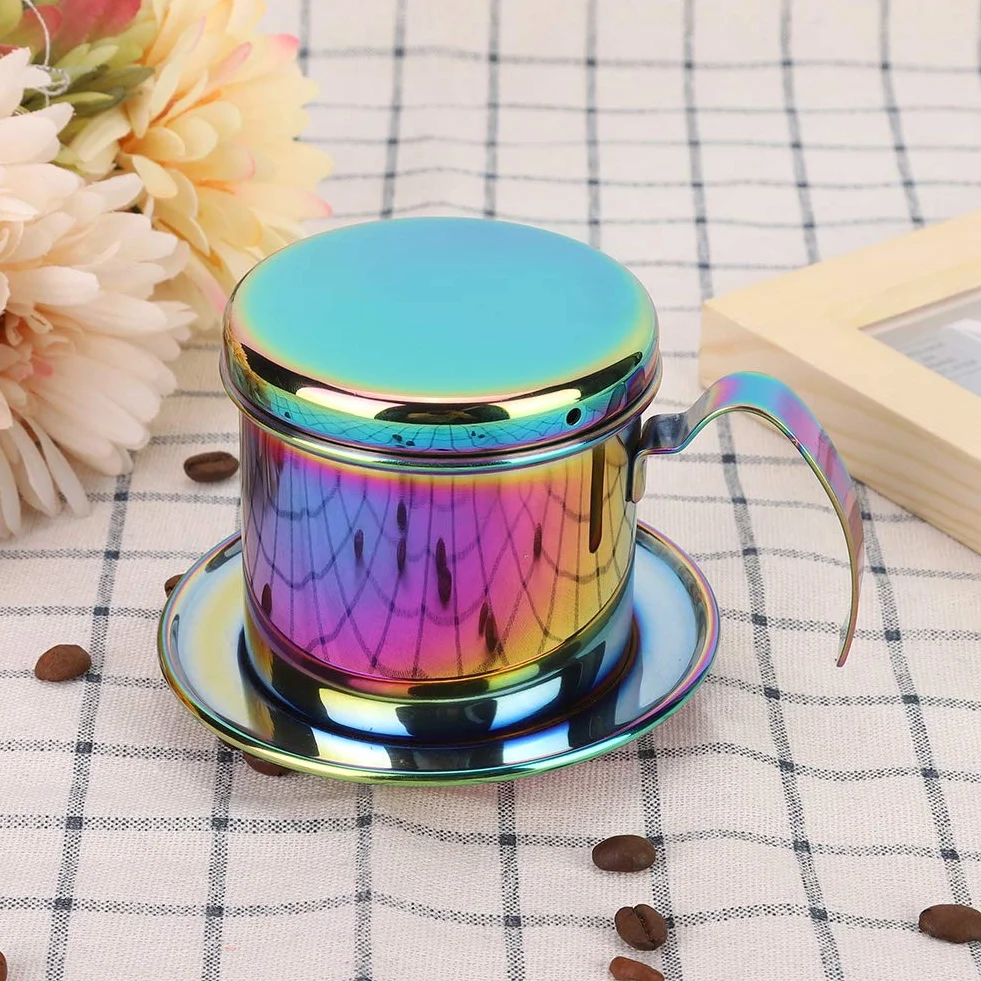 Fdit Kolorowy, wietnamski zestaw filtrów do kawy ze stali nierdzewnej podlej kawą wietnamski ekspres do kawy Phin Infuser Coffee Drip Brewer opakowanie wielokrotnego użytku