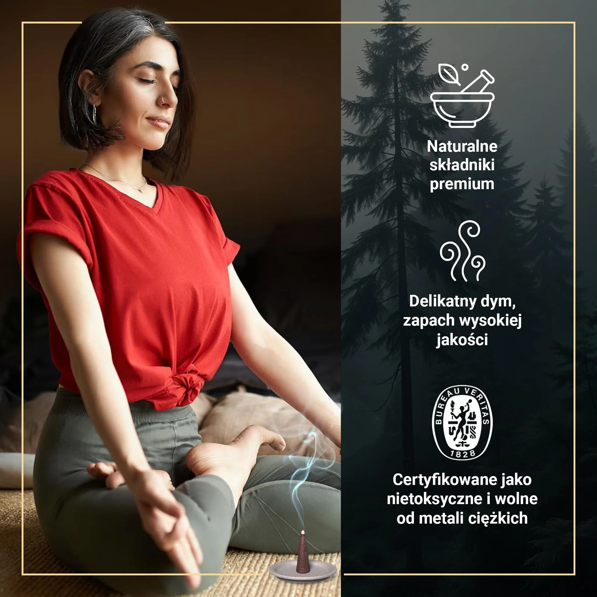 Fumino® Zapach Klasycznego drzewa sandałowego – świeże kadzidełka stożkowe, 15 sztuk w opakowaniu, Masala Agarbatti Joss, zapach do relaksu i medytacji, dekoracja domu