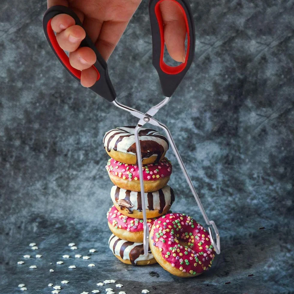 SDFSD 3 sztuki szczypce kuchenne do gotowania, szczypce nożycowe, szczypce do grilla do grilla, z antypoślizgowym odpornym na wysoką temperaturę, używane do obracania i chwytania narzędzi spożywczych, trzy dane