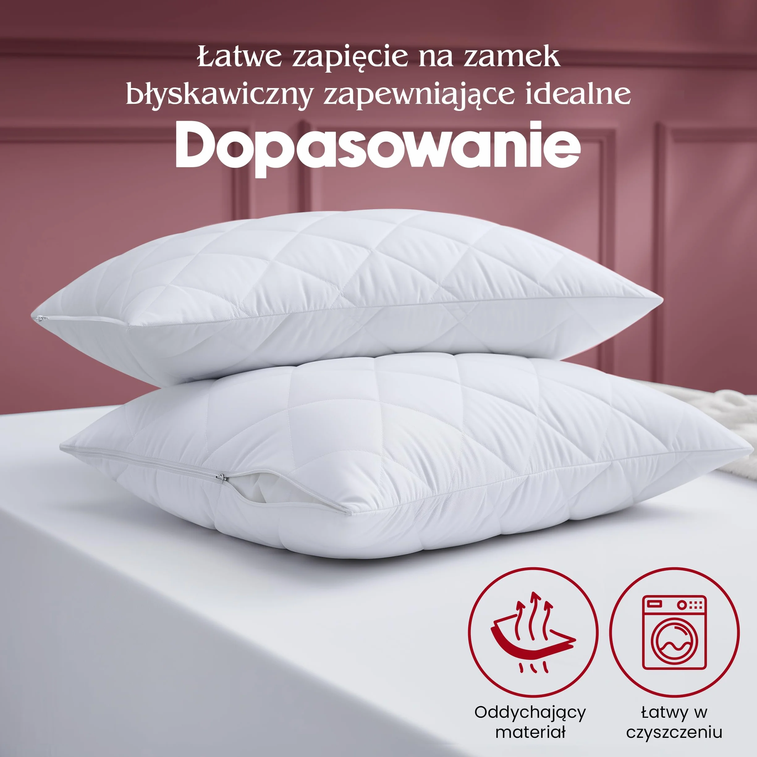 Poszewki na poduszki Utopia 50 x 75 cm Pikowane i zapinane na zamek błyskawiczny, miękkie i oddychające poszewki na poduszki z mikrofibry (białe)