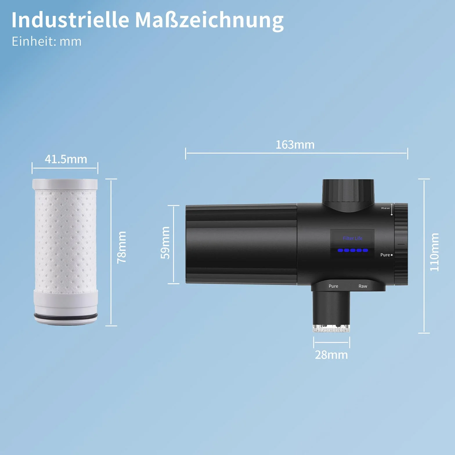 HOMELODY Filtr do wody pitnej do kuchni, usuwa chlor, metale ciężkie i kamień, poprawia smak, 12 x adapter, niebieskie światło i 1 filtr w zestawie, filtr wody kran 3.0 z wyświetlaczem LED