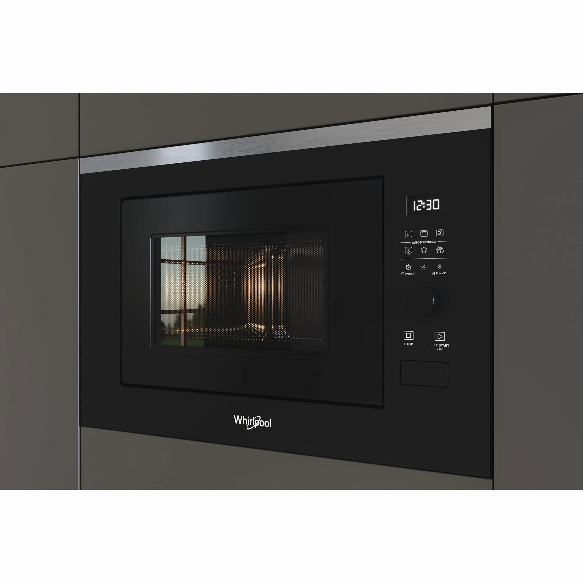 Whirlpool Wbudowany kuchenka mikrofalowa WMF250G czarny, 25 l, 900W, gramofon 28 cm, 7 poziomów mocy