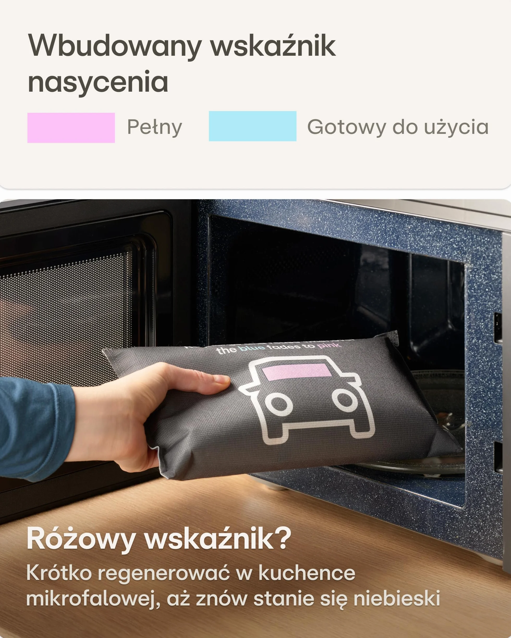 Praknu Osuszacz Samochodowy 500 g – Wielokrotnego Użytku Poduszka Wilgotnościowa do Zaparowanych Szyb Samochodowych – Z Wskaźnikiem Nasycenia i Podkładką Antypoślizgową