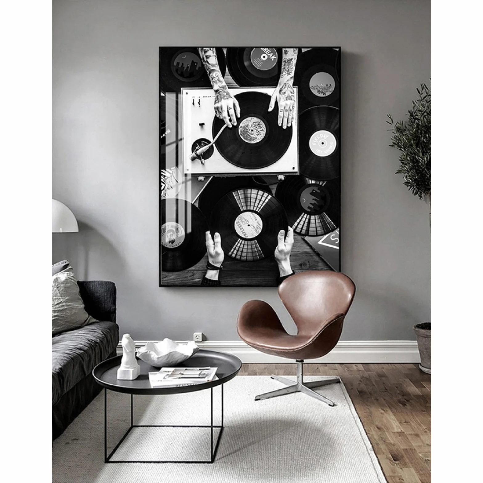 BIEMBI Vintage zdjęcie czarny biały obraz ścienny salon dekoracja płyty winylowe miłośnicy sztuka ścienna płótno malarstwo skandynawski plakat druk 80 x 120 cm bez ramy