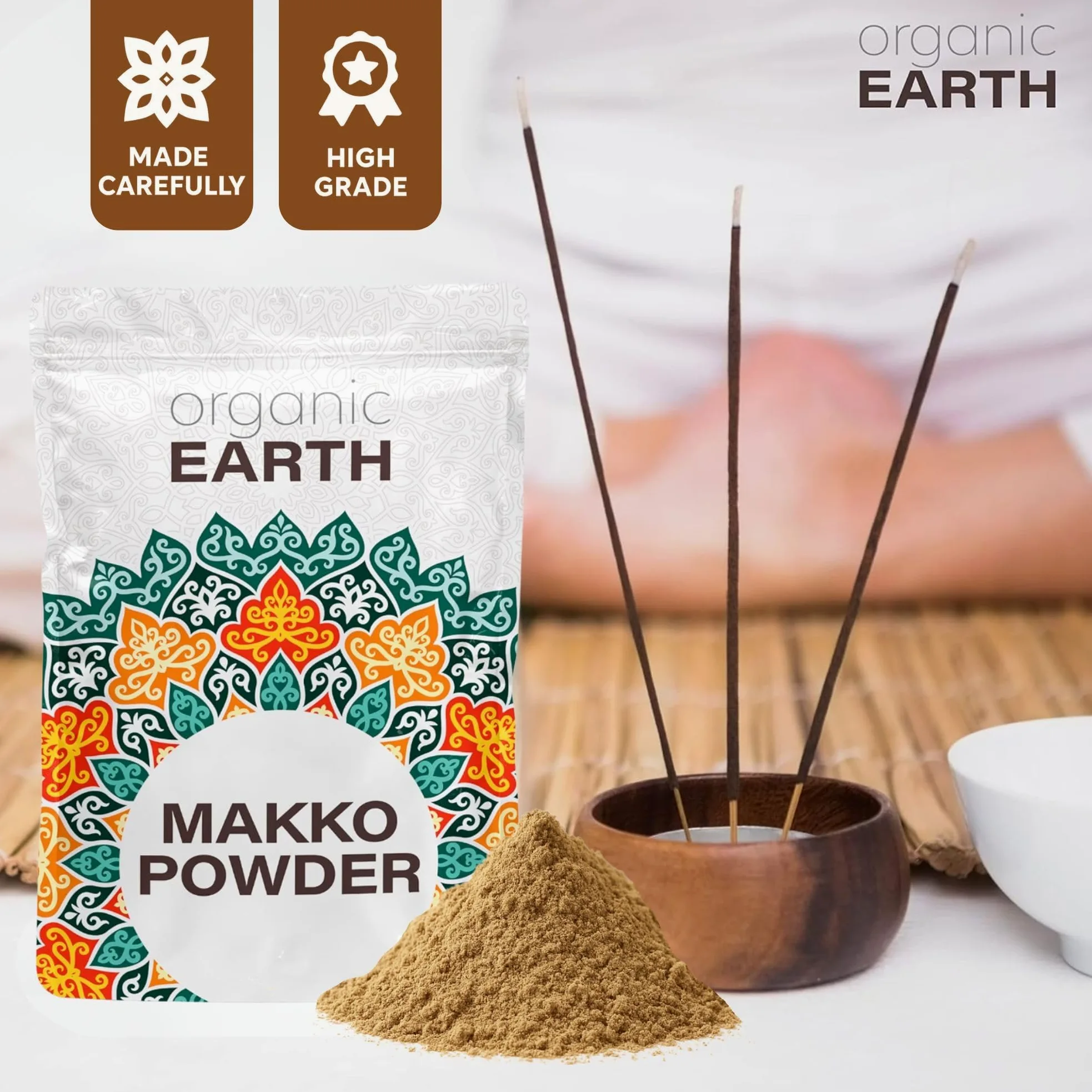 Organic Earth Makko Powder 113 g, zestaw kadzidełek w proszku, wysokiej jakości kadzidełka premium do robienia stożków i kadzidełek, prezent DIY, zestaw duchowy