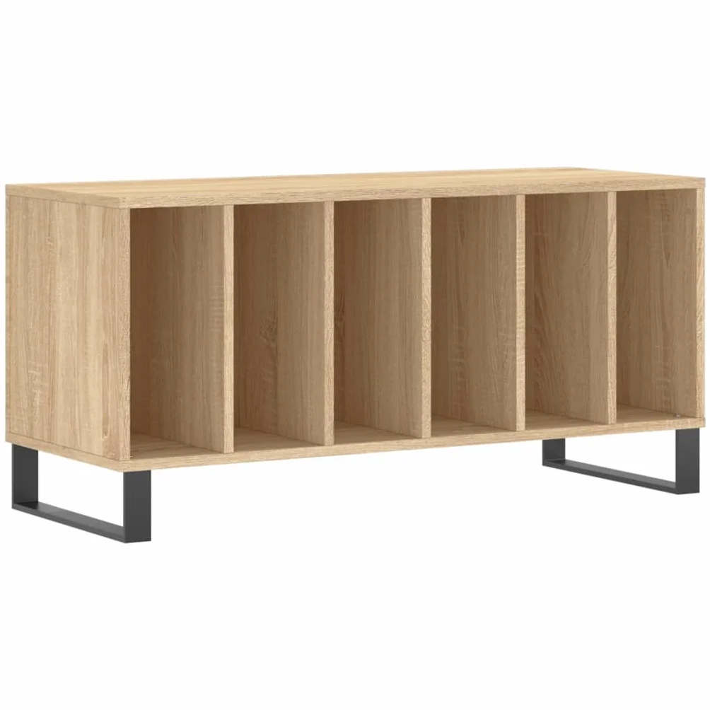 Hothingwell Szafka na płyty winylowe drewno konstrukcyjne 100 x 38 x 48 cm, szafka do przechowywania LP z wytrzymałym blatem do gramofonu i żelaznymi nóżkami