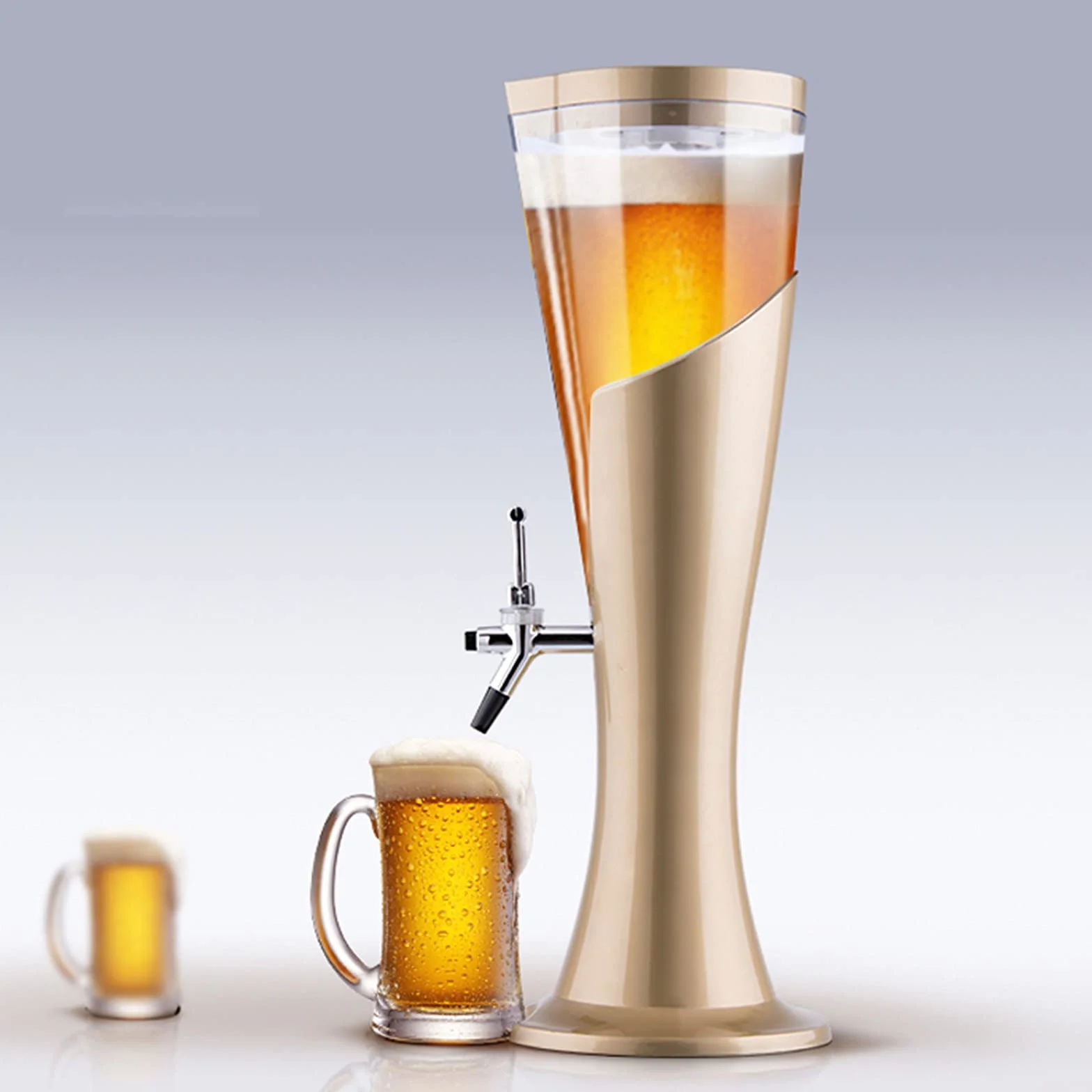 Wieża Piwa, Dozownik napojów Beer Tower z rurką do utrzymywania zimnych napojów, idealna na imprezy i gry, akcesoria do baru domowego,4,2.0L