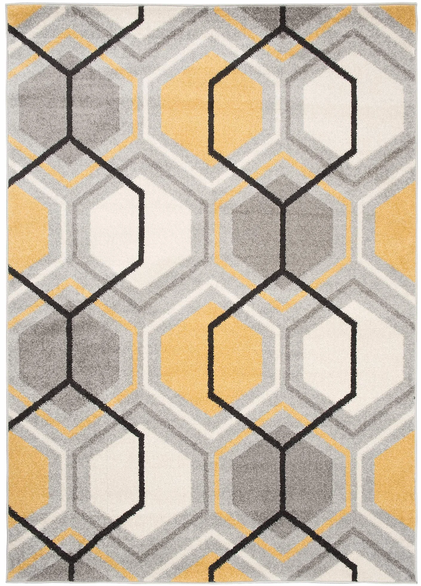 Tapiso LAZUR dywan do salonu, krótkie runo, nowoczesny, geometryczny kratka, szary, kremowy, żółty, jasnobrązowy, do sypialni, Ökotex 160 x 220 cm